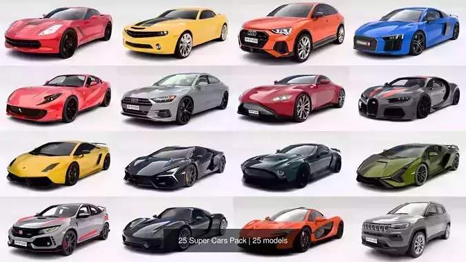 25 Super Cars Pack