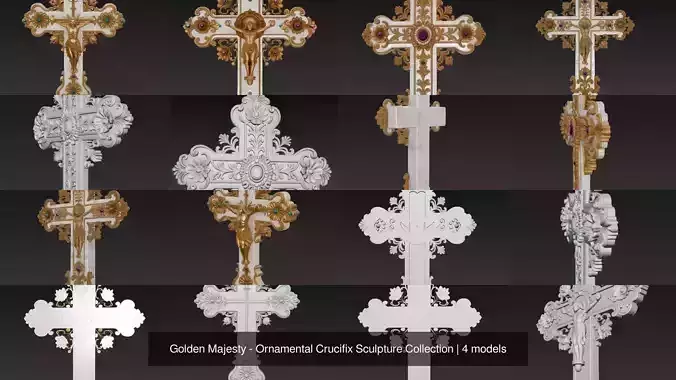 Golden Majesty - Ornamental Crucifix Sculpture Collection