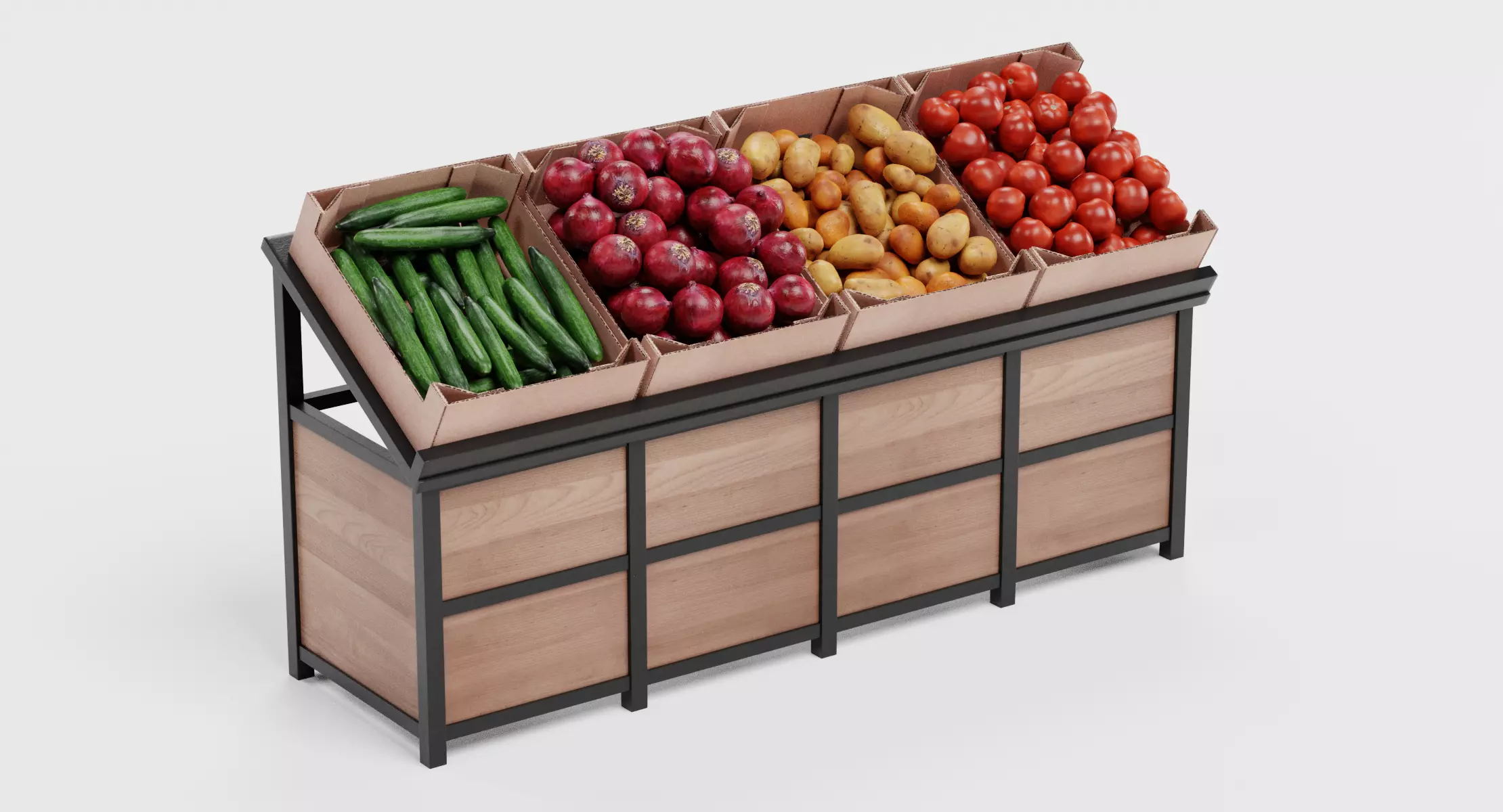 Vegetable on Stand - Filled Produce Crate Display 3D model