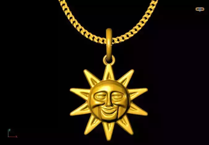 Sun Face pendant charms - one inch pendant