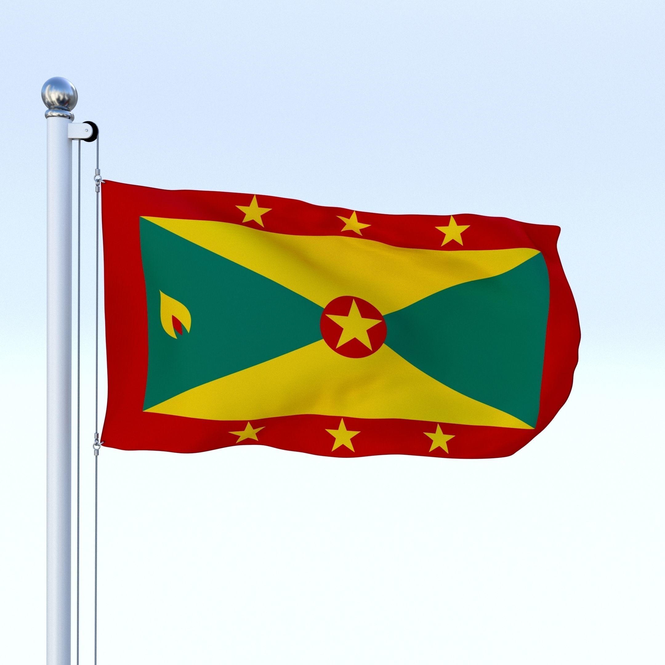 Animated Grenada Flag Low-poly 3D model_18