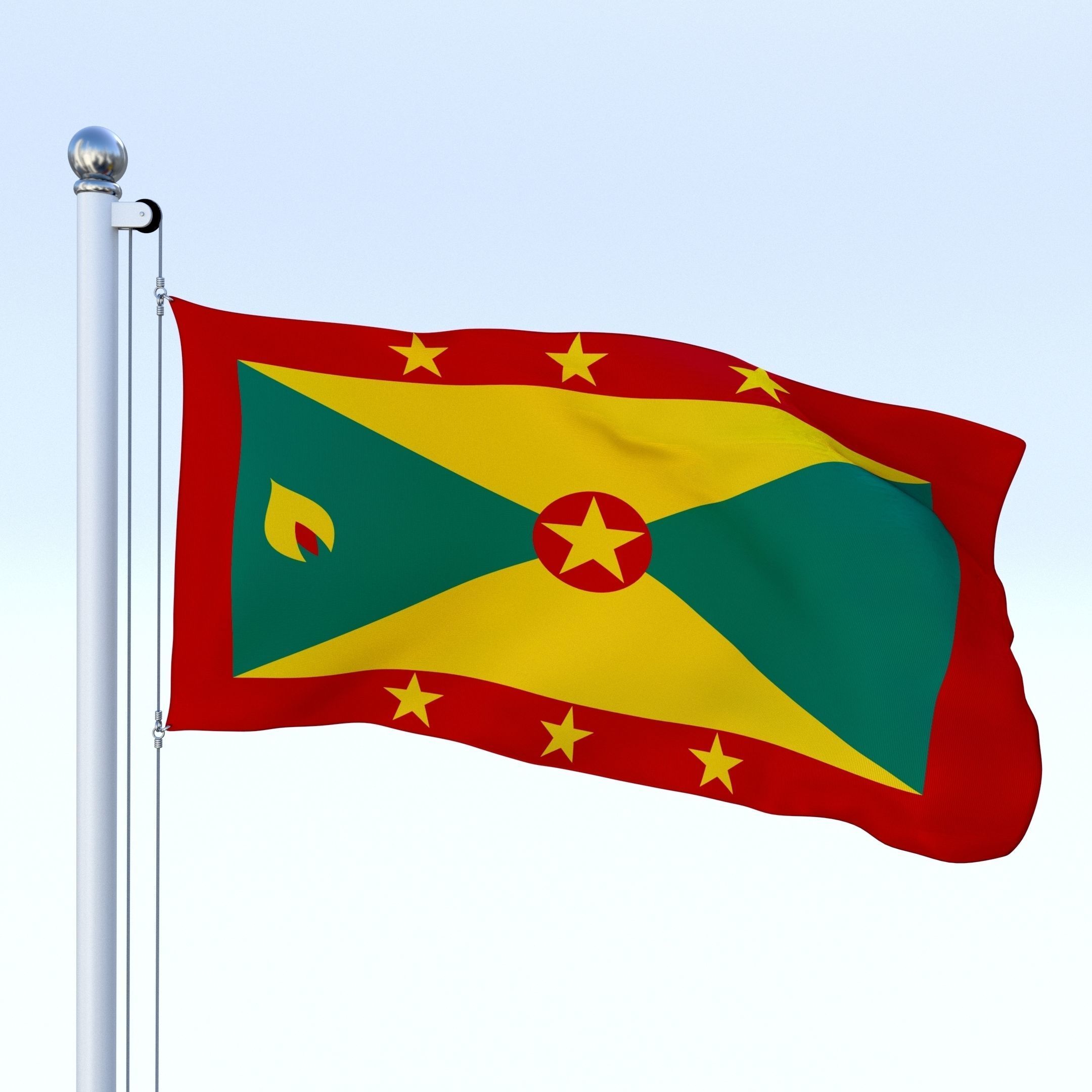Animated Grenada Flag Low-poly 3D model_13