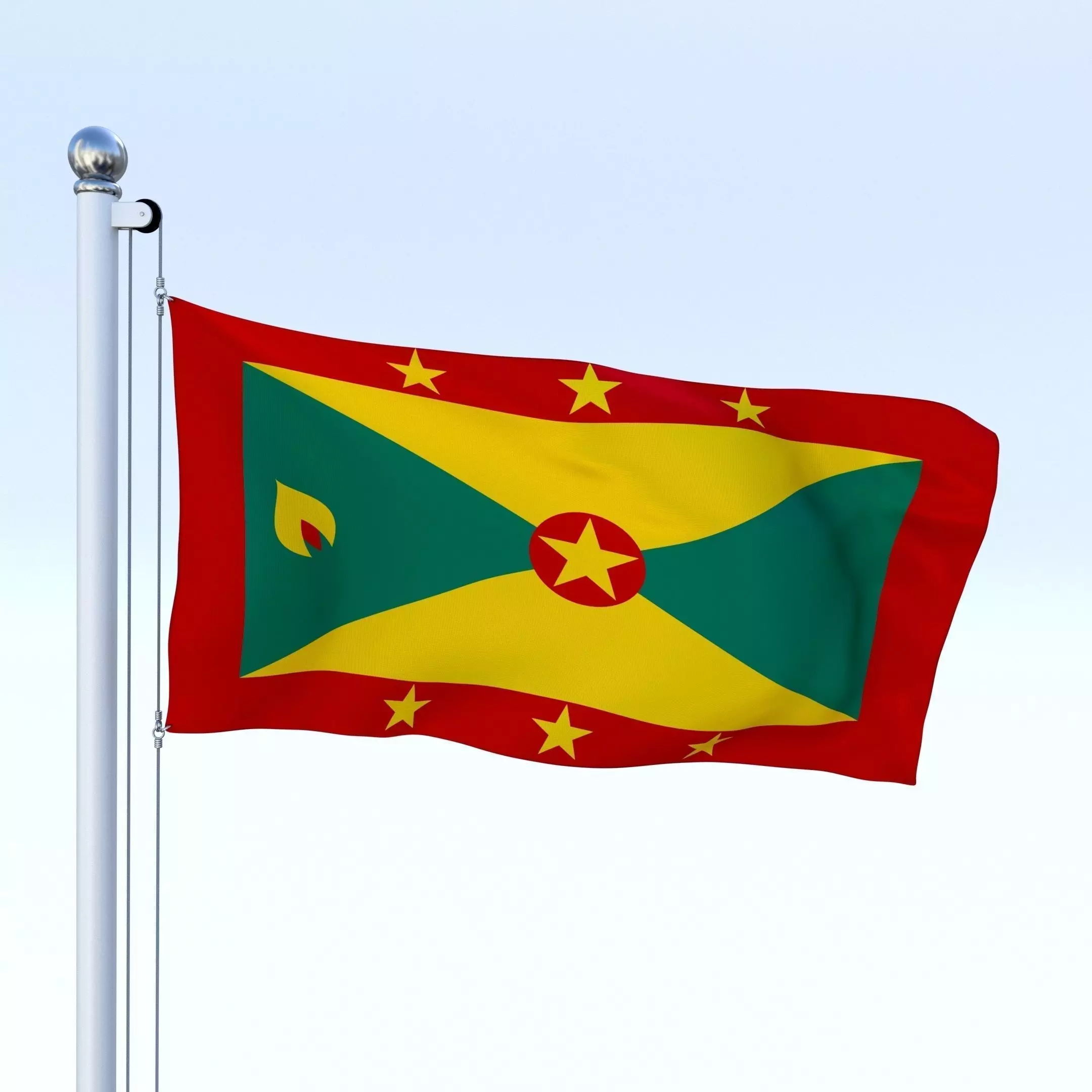 Animated Grenada Flag Low-poly 3D model_0