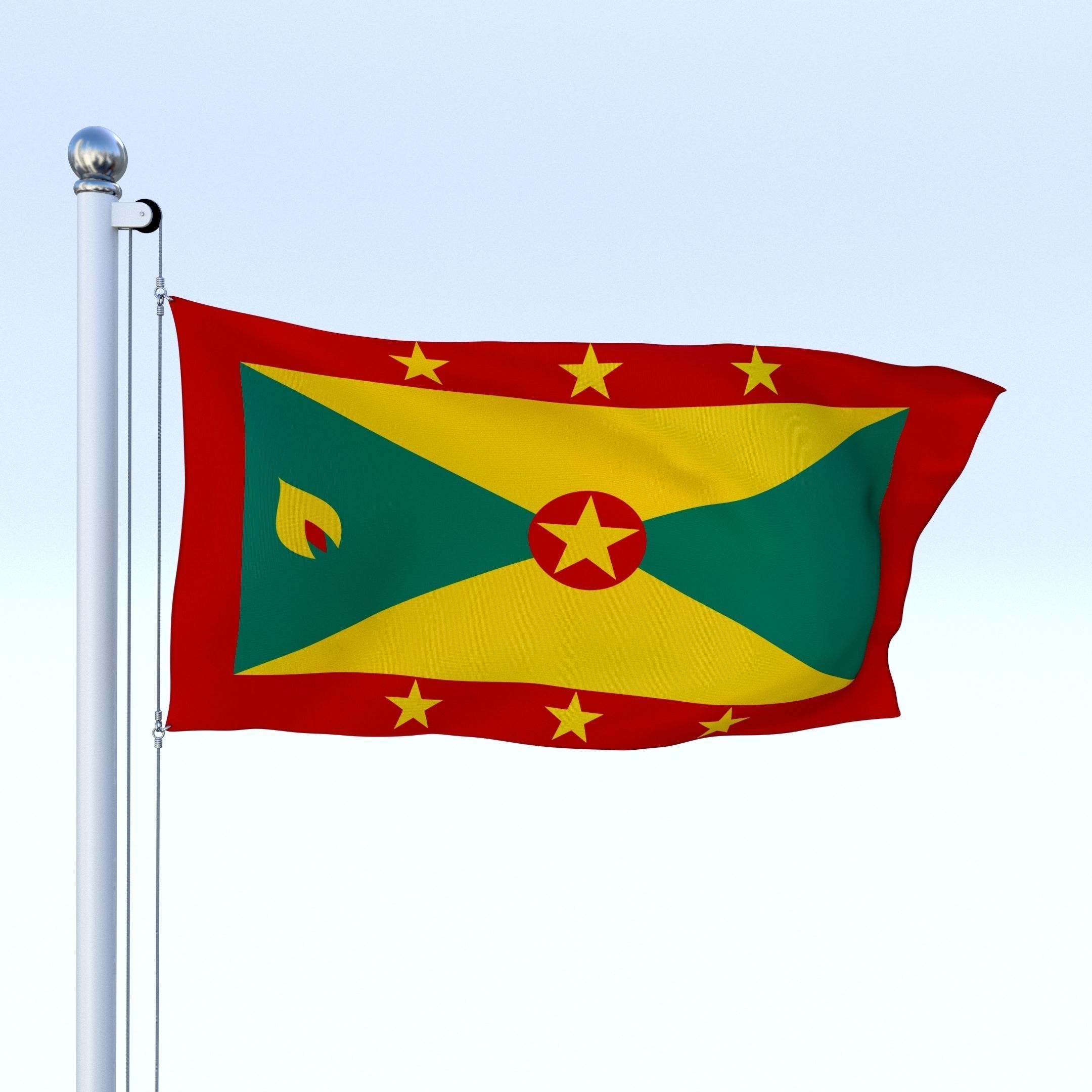Animated Grenada Flag Low-poly 3D model_4
