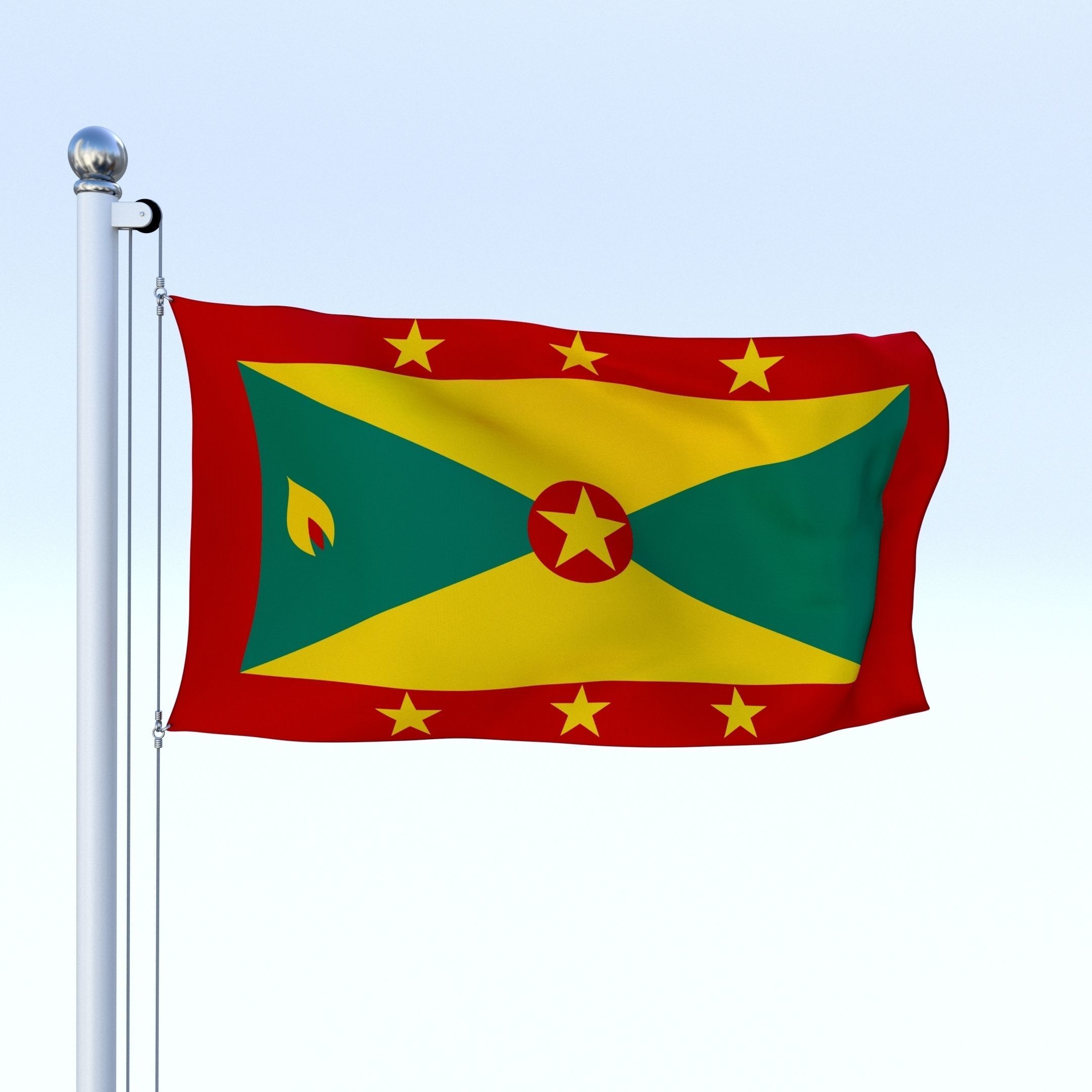 Animated Grenada Flag Low-poly 3D model_12