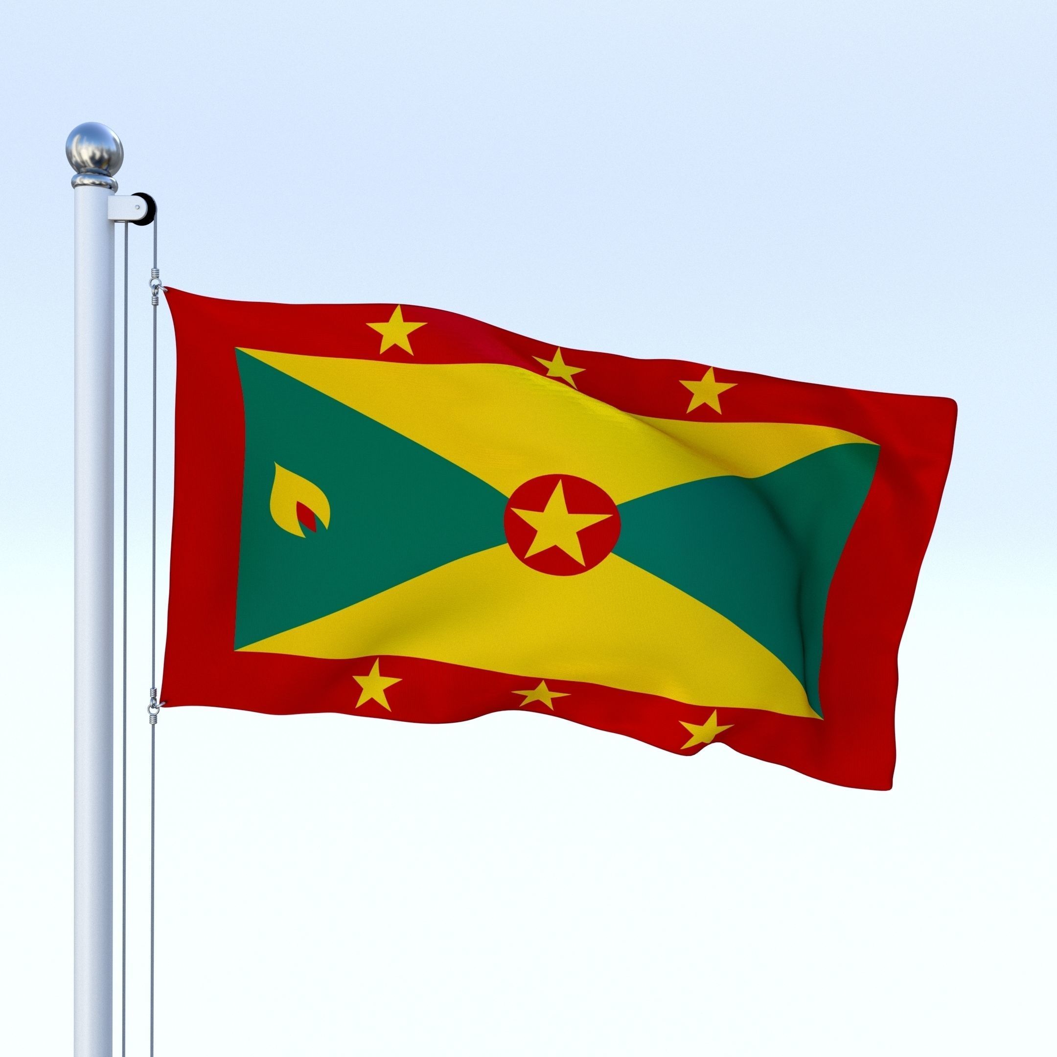 Animated Grenada Flag Low-poly 3D model_8