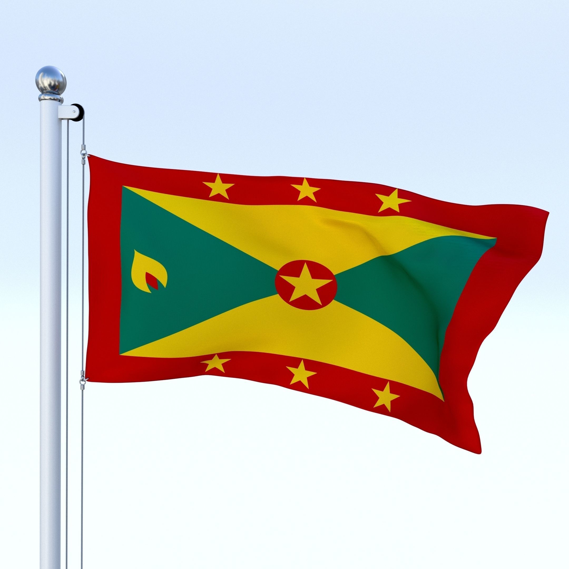 Animated Grenada Flag Low-poly 3D model_1