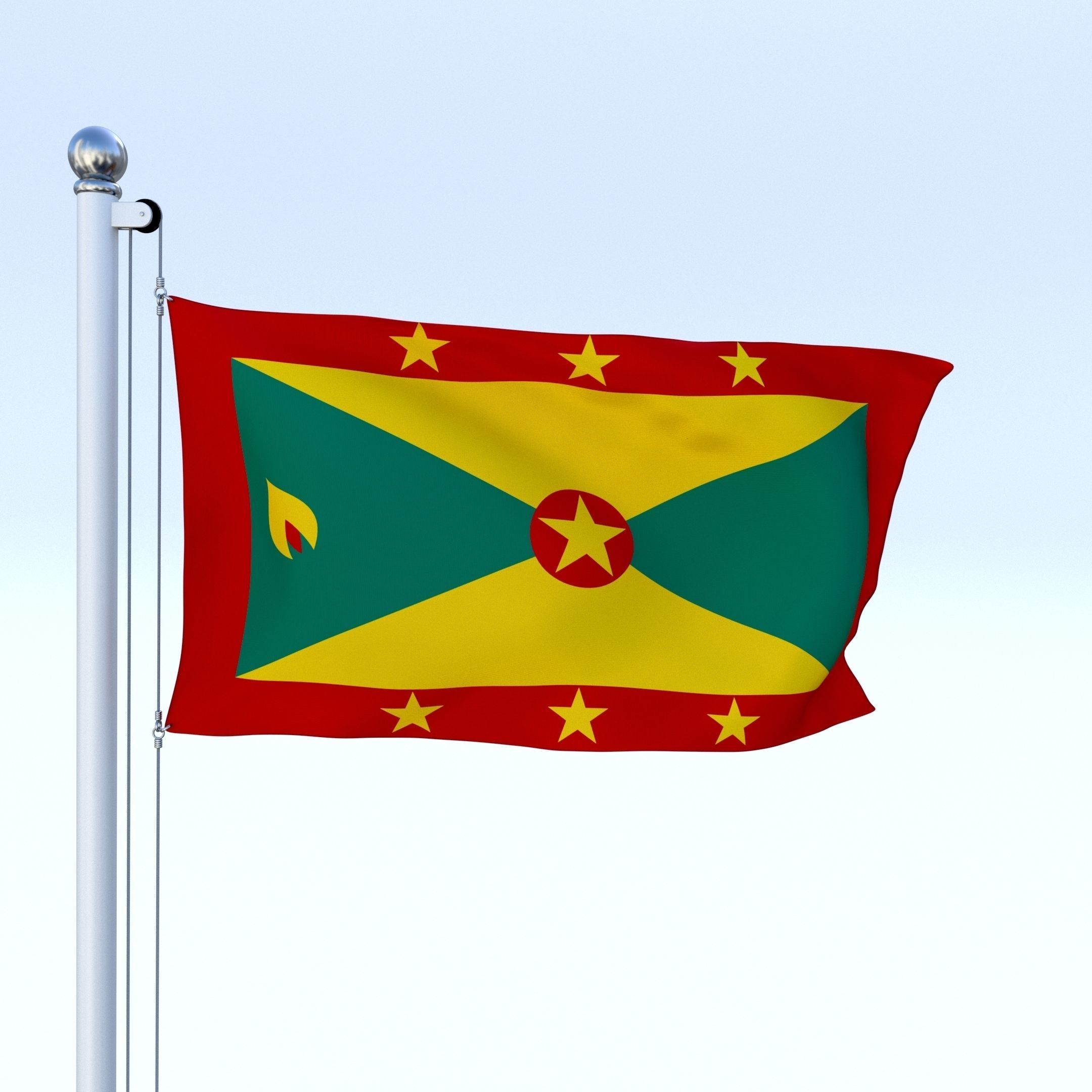 Animated Grenada Flag Low-poly 3D model_3