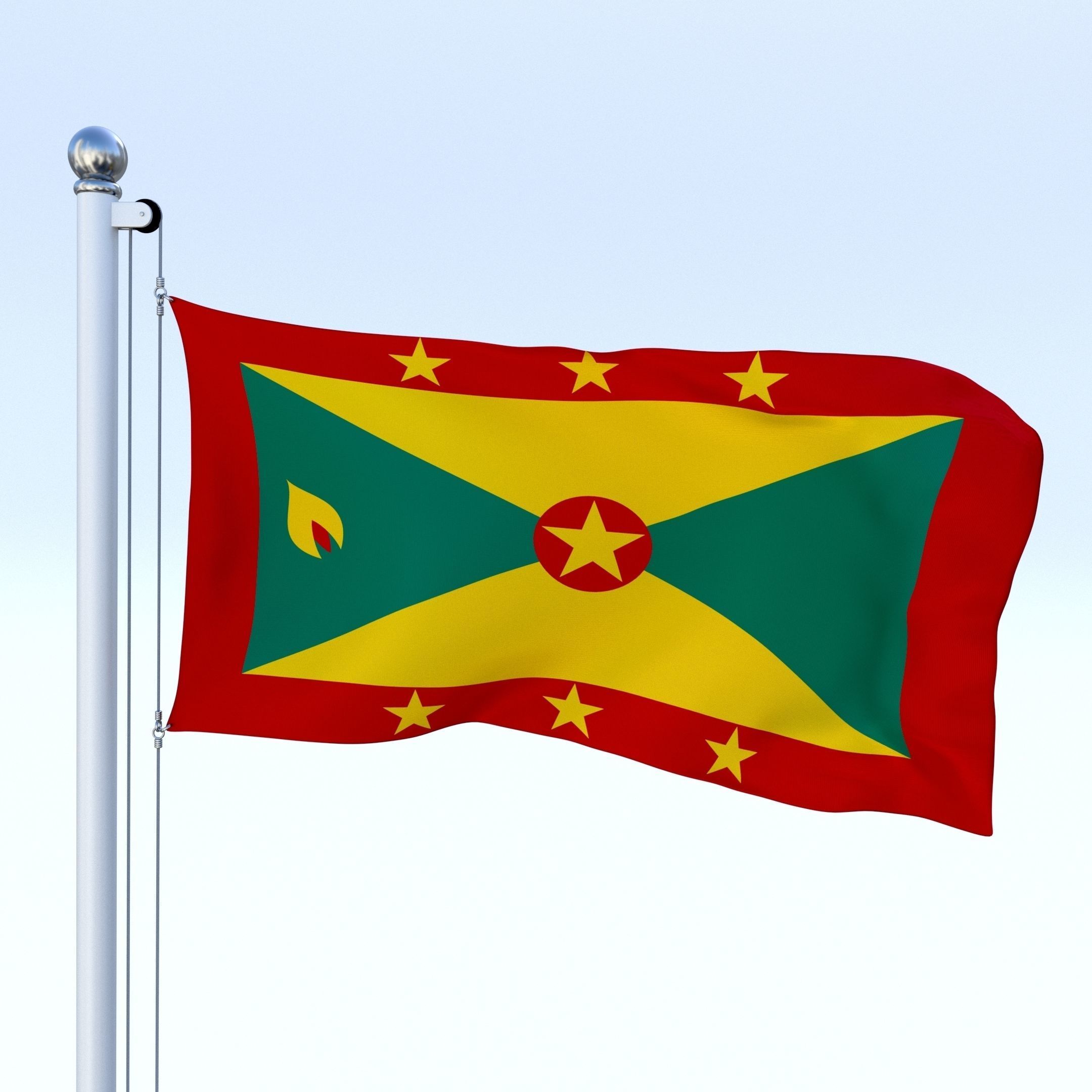 Animated Grenada Flag Low-poly 3D model_5
