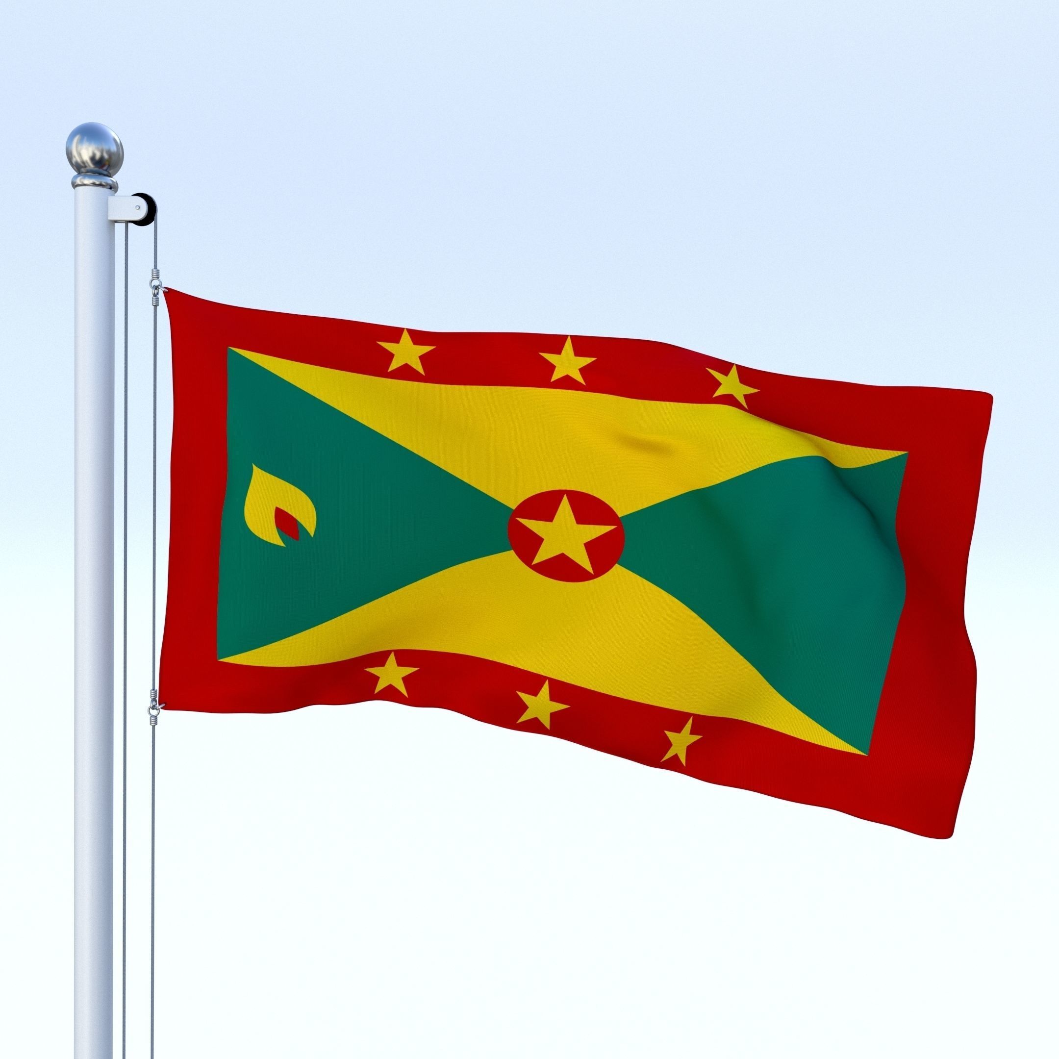Animated Grenada Flag Low-poly 3D model_25
