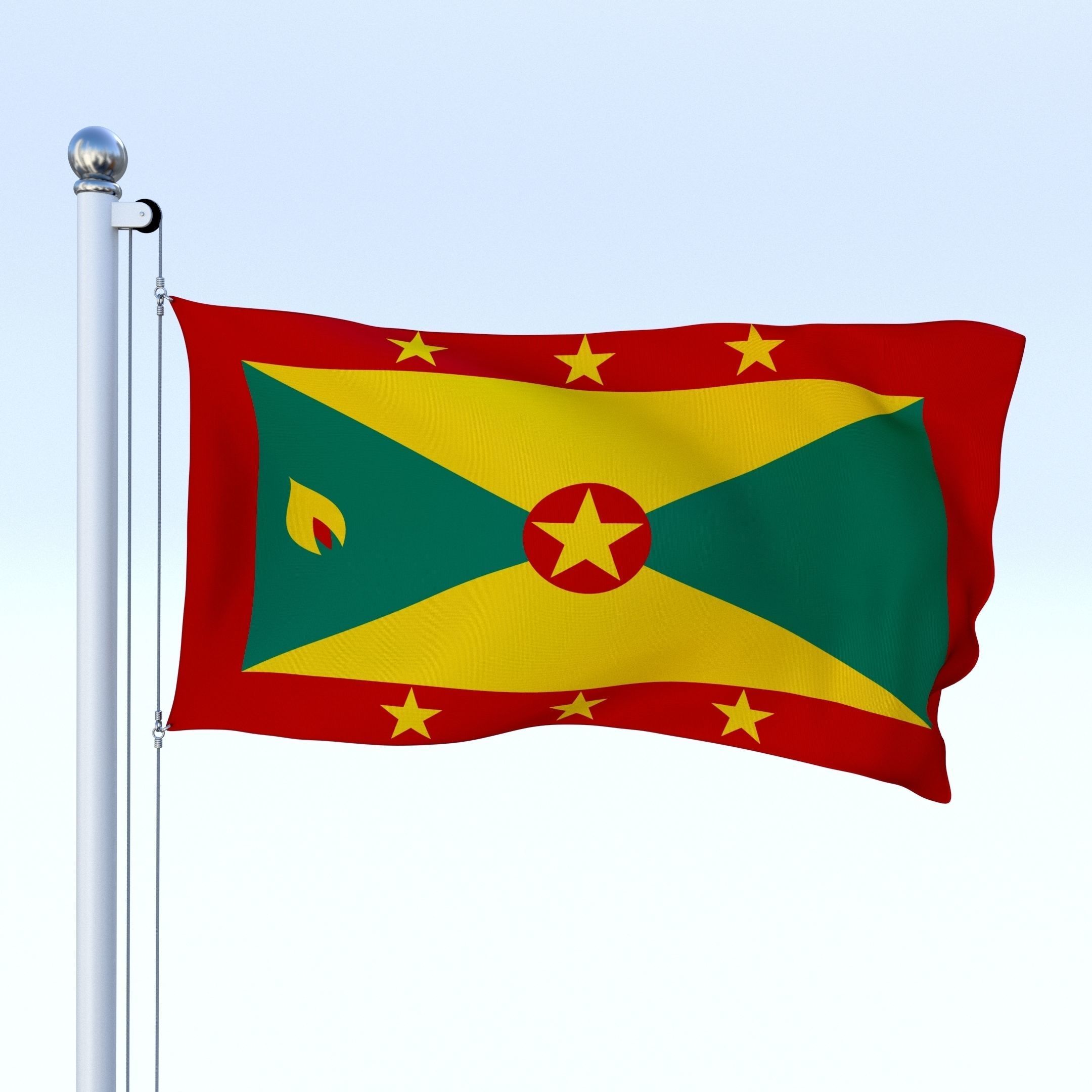 Animated Grenada Flag Low-poly 3D model_24