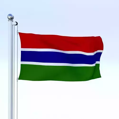 Animated Gambia Flag Low-poly 3D model