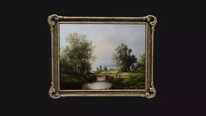 Landscape Painting Frame Game-Ready 3D Model