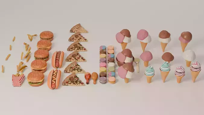 Modular Realistic Food Props Pack Game Ready PBR with LODs
