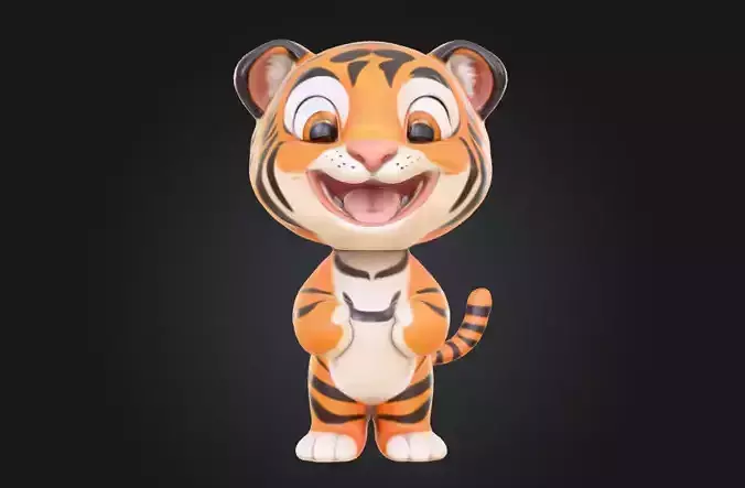 Cute Stylized Tiger Cub 3D Model