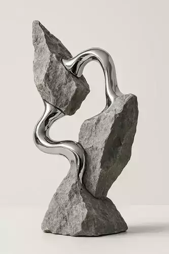 Abstract Rock And Metal Sculpture