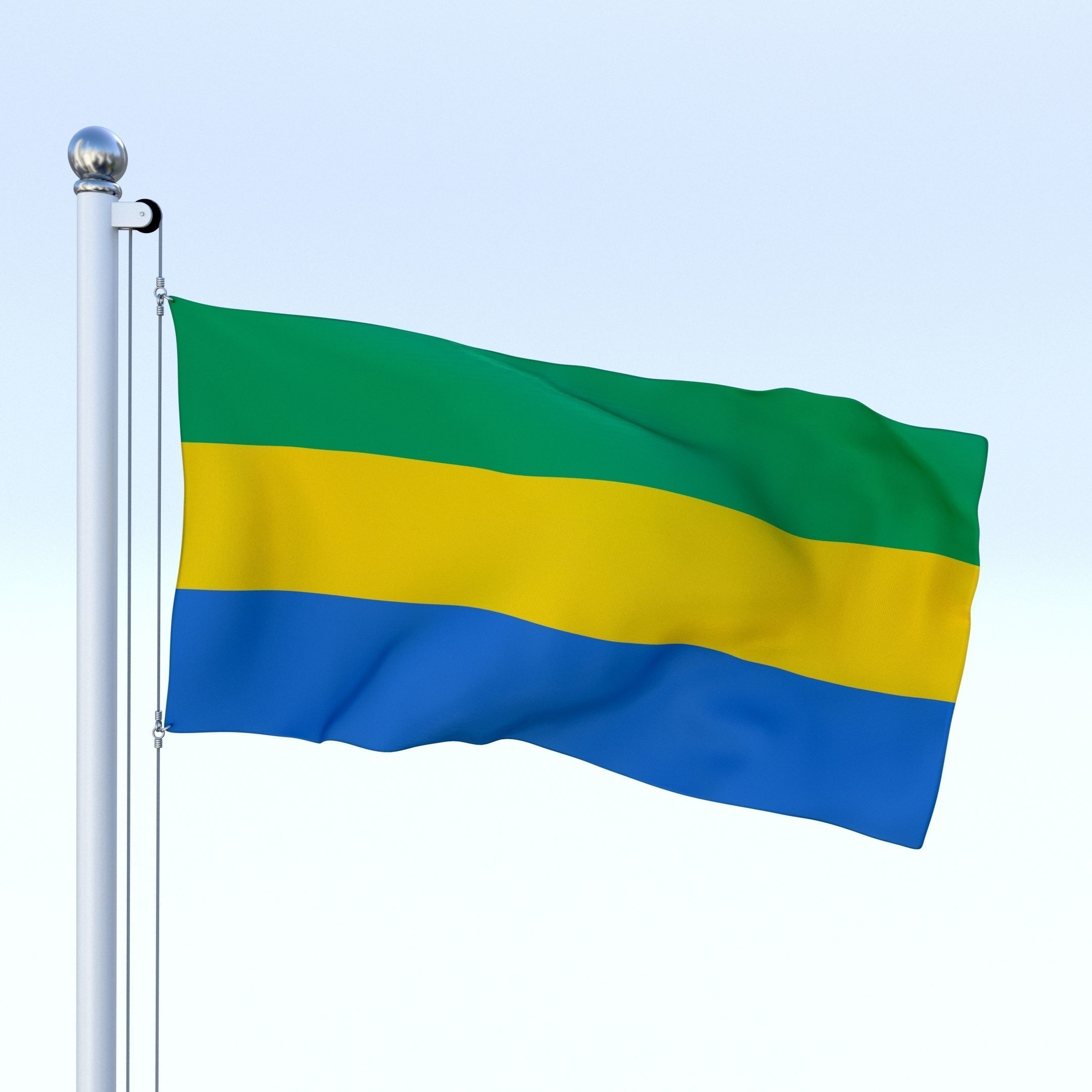 Animated Gabon Flag Low-poly 3D model_5