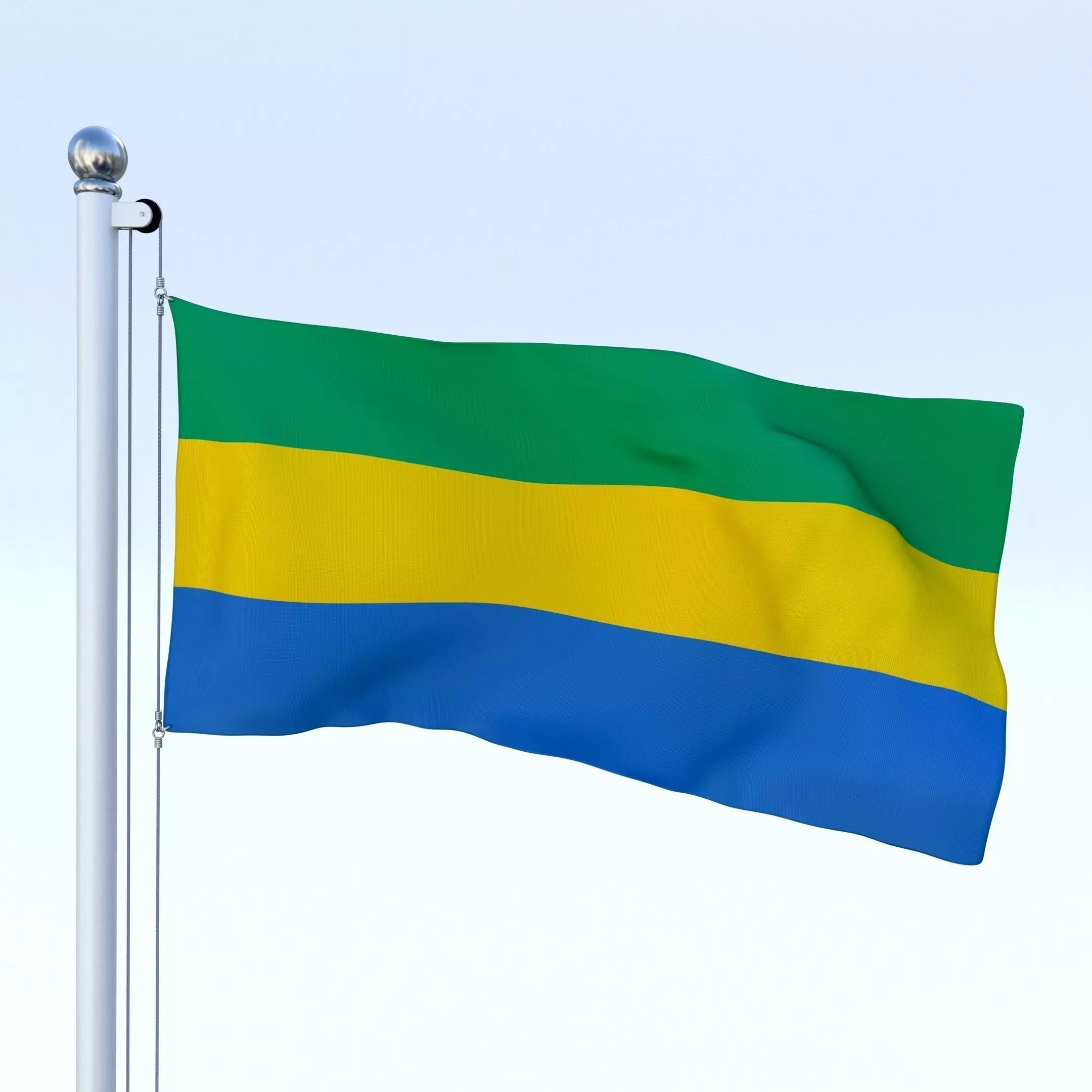 Animated Gabon Flag Low-poly 3D model_0