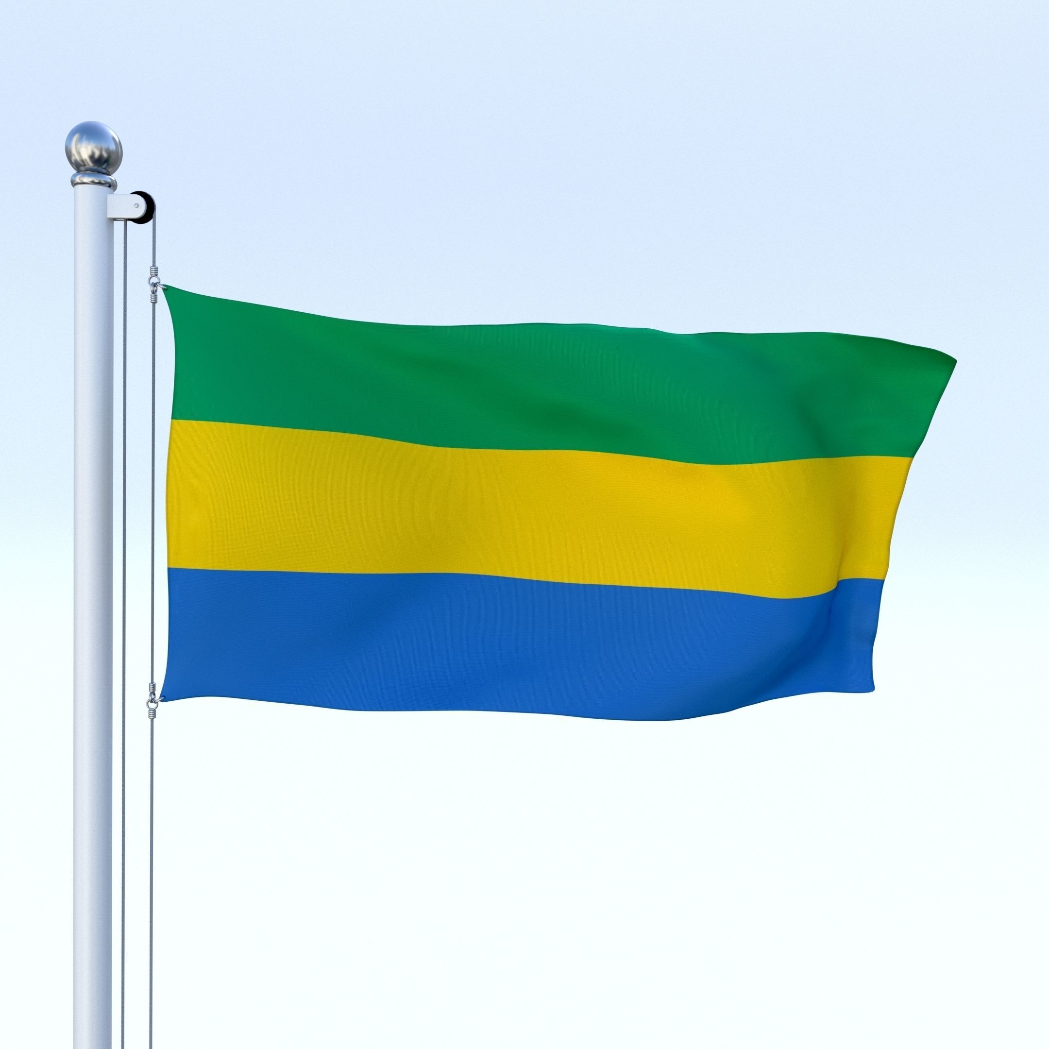 Animated Gabon Flag Low-poly 3D model_14
