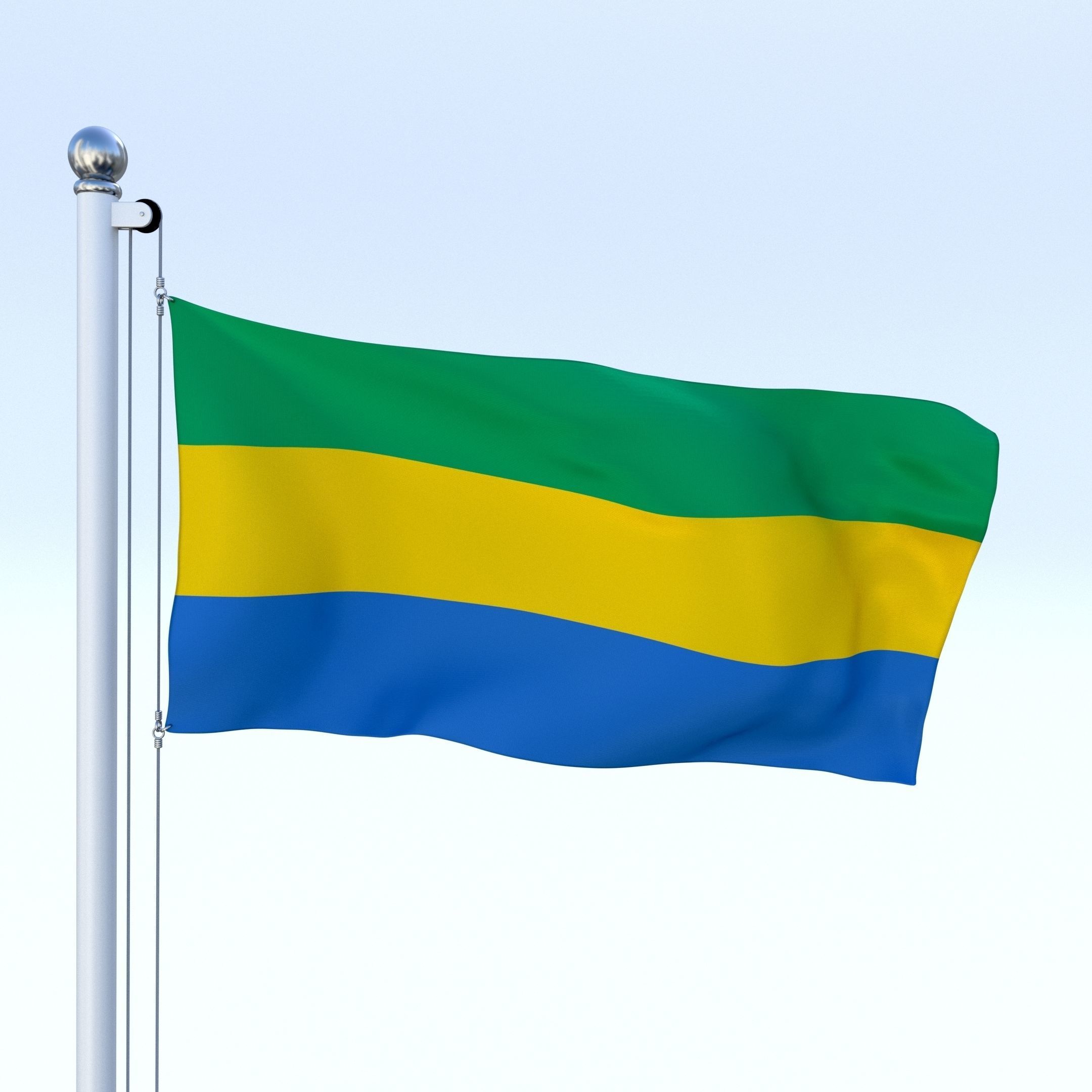 Animated Gabon Flag Low-poly 3D model_4