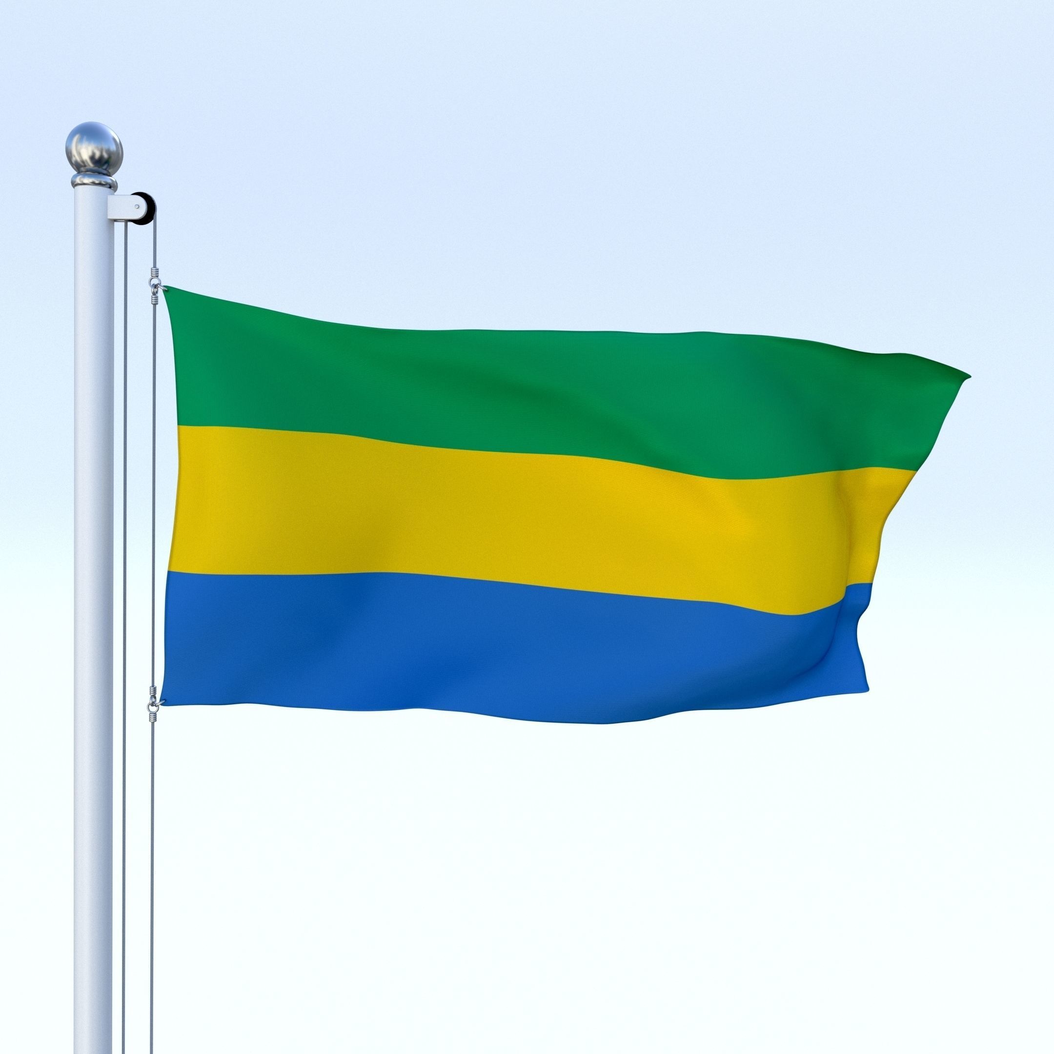Animated Gabon Flag Low-poly 3D model_17
