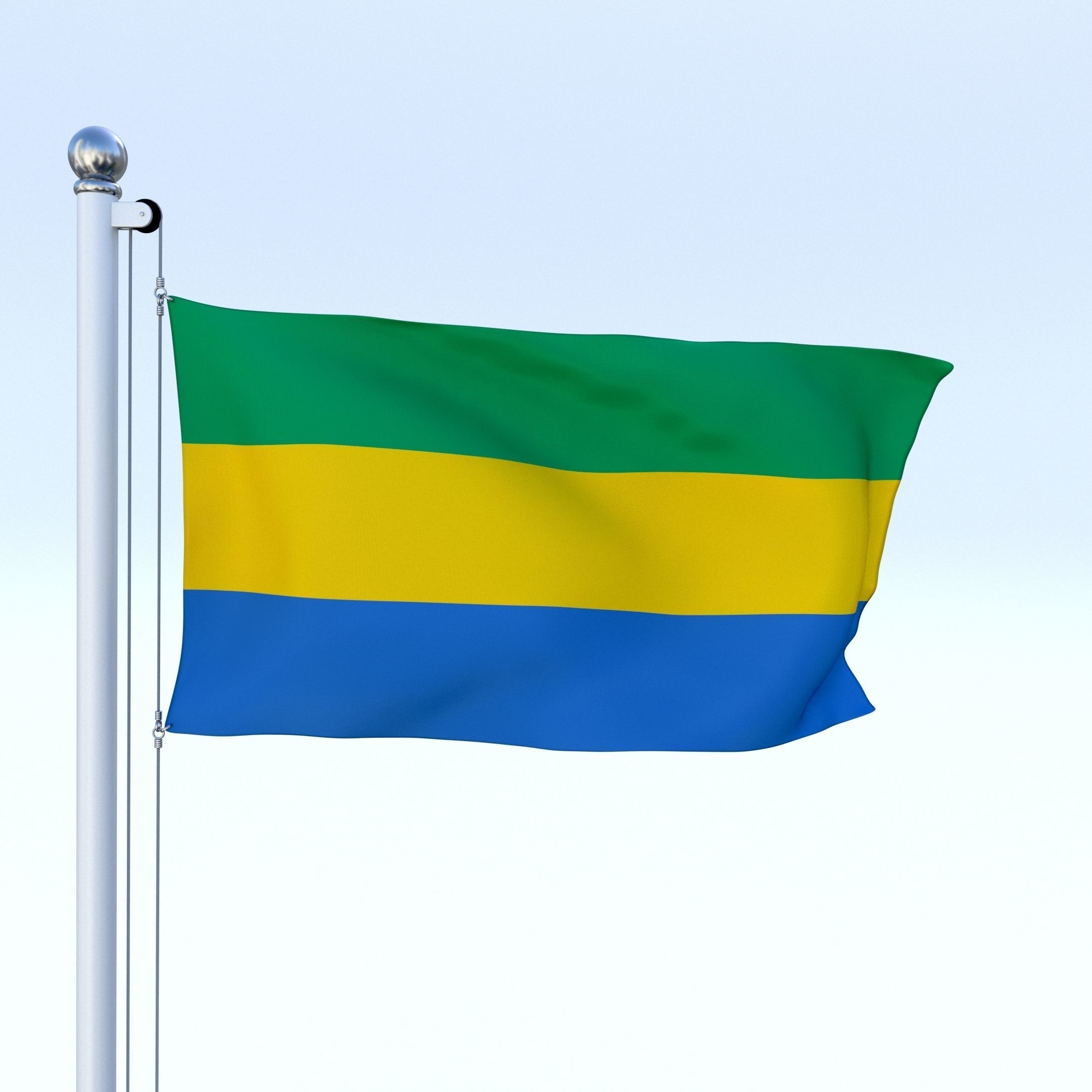 Animated Gabon Flag Low-poly 3D model_1