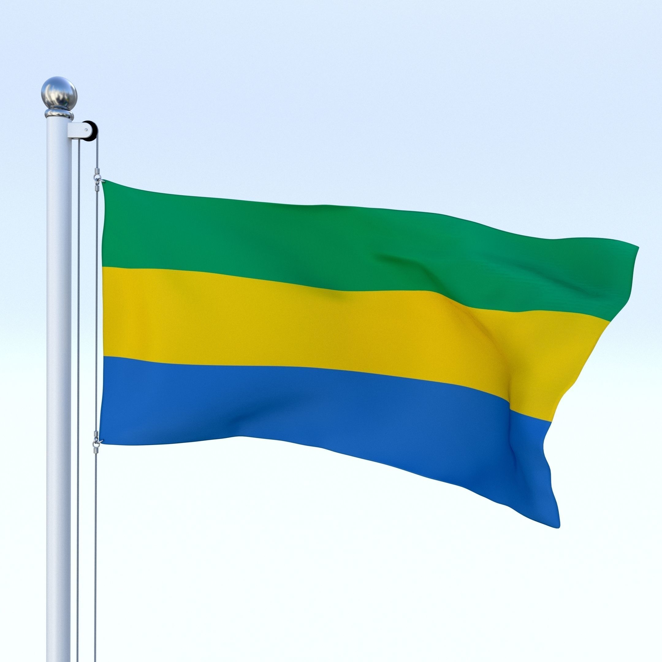 Animated Gabon Flag Low-poly 3D model_2