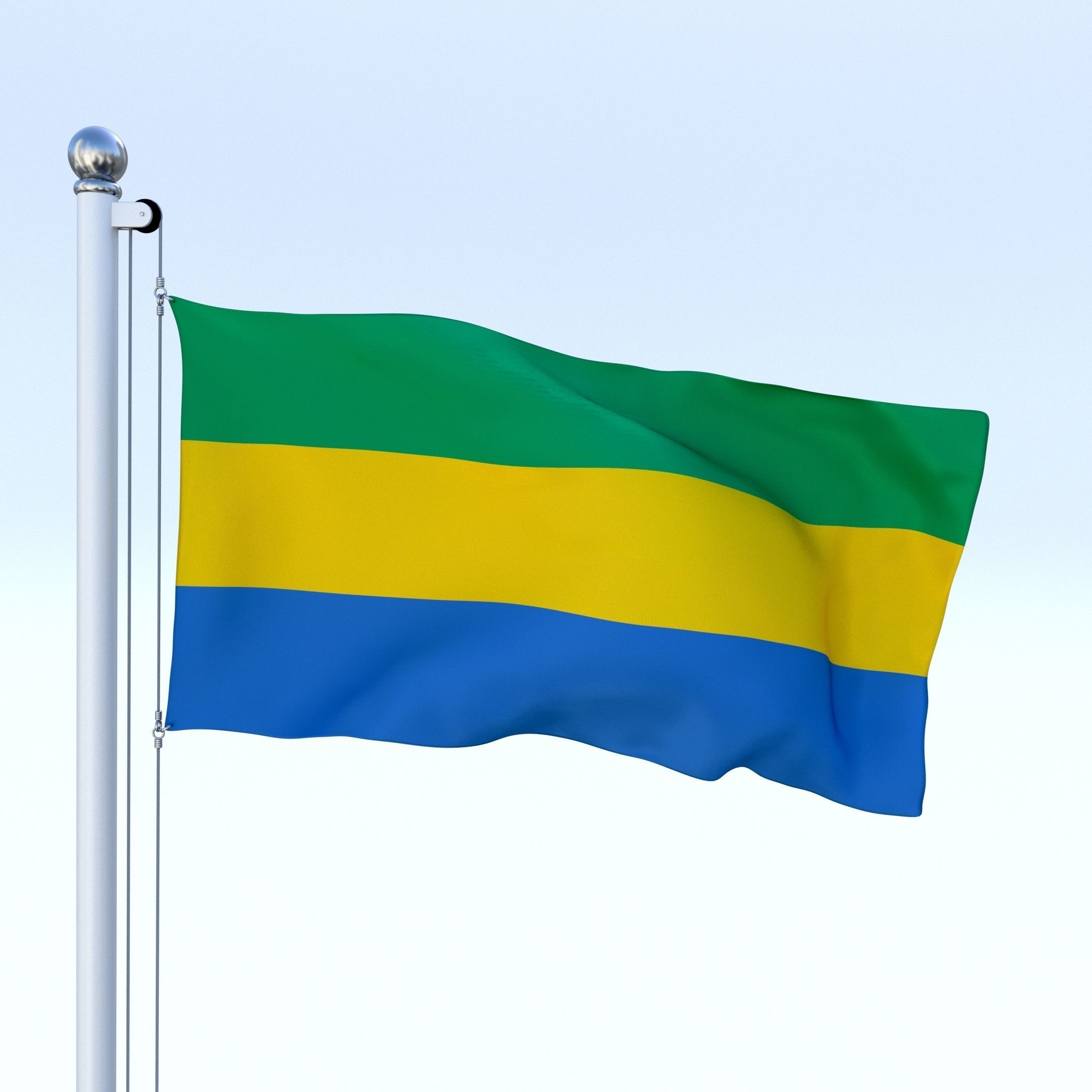 Animated Gabon Flag Low-poly 3D model_26