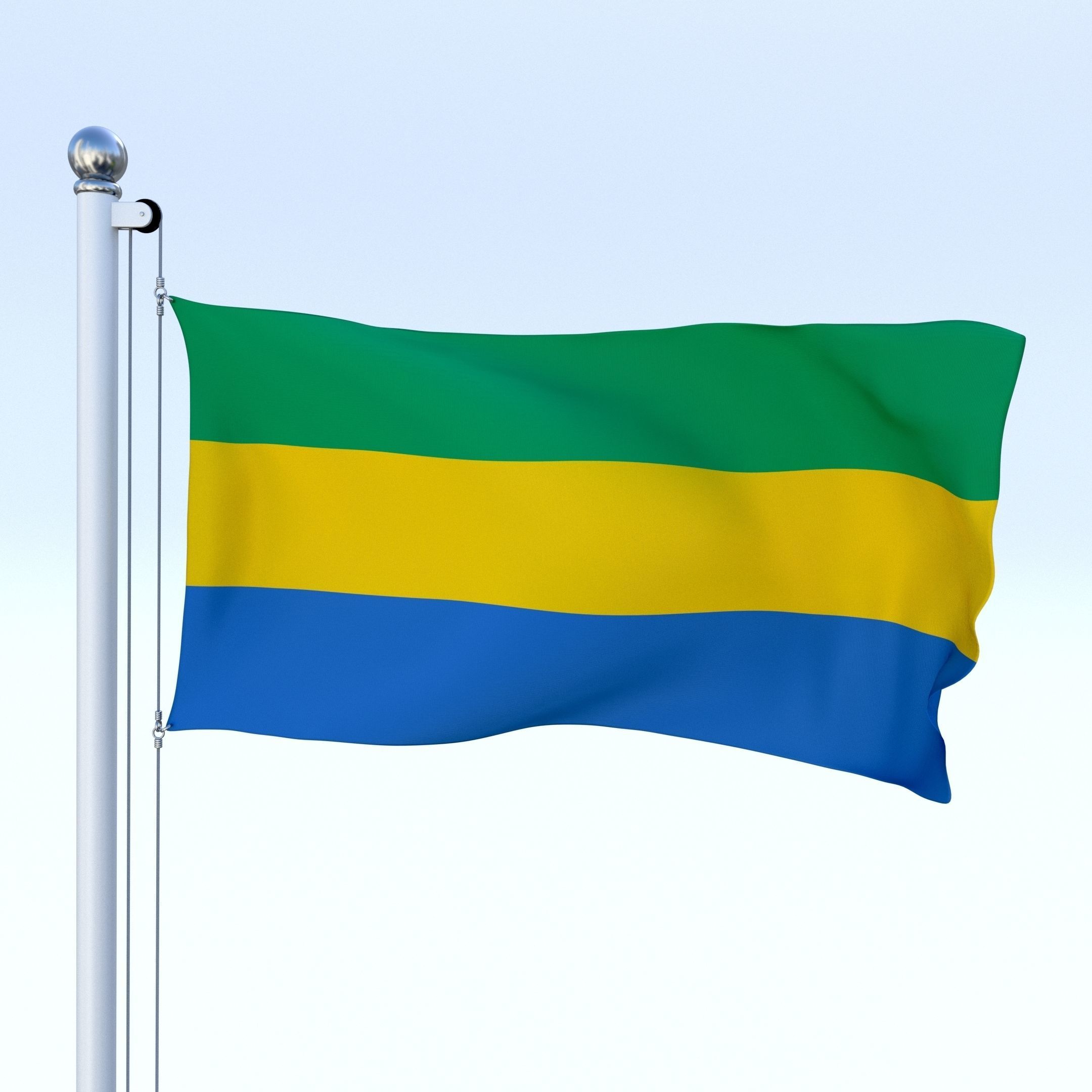Animated Gabon Flag Low-poly 3D model_23