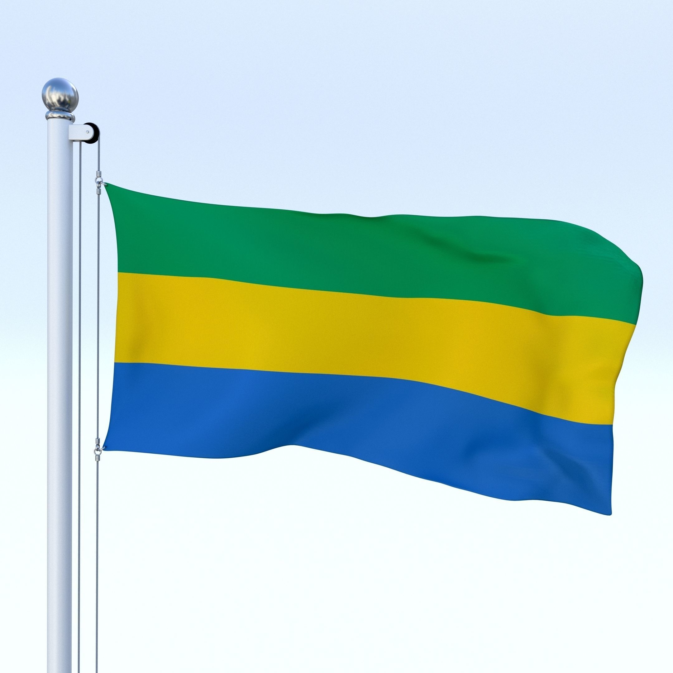 Animated Gabon Flag Low-poly 3D model_6