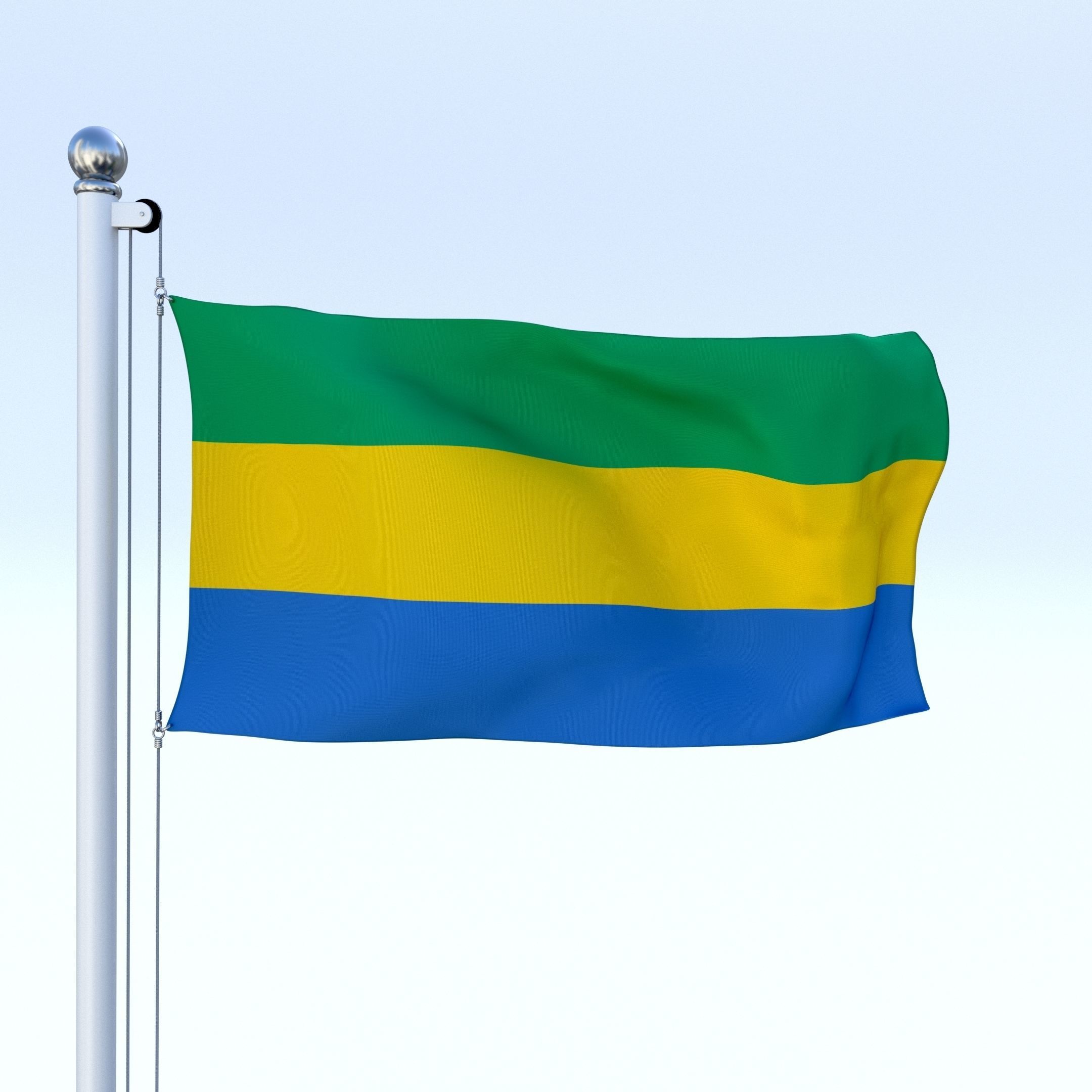 Animated Gabon Flag Low-poly 3D model_19