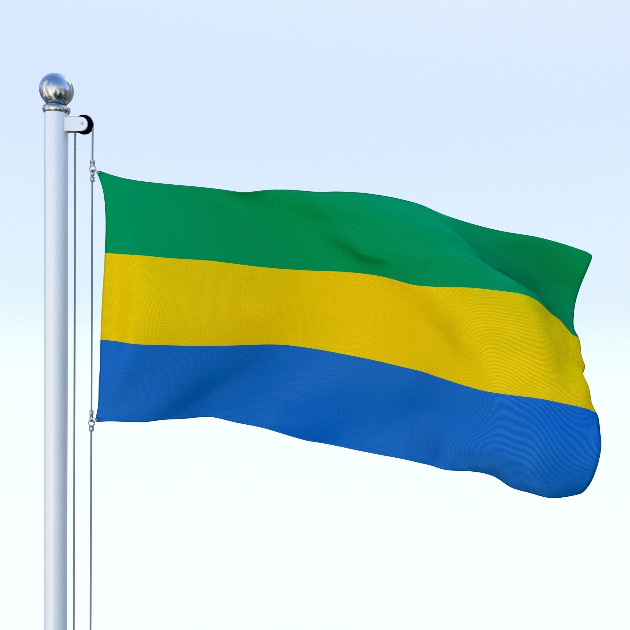 Animated Gabon Flag Low-poly 3D model_12