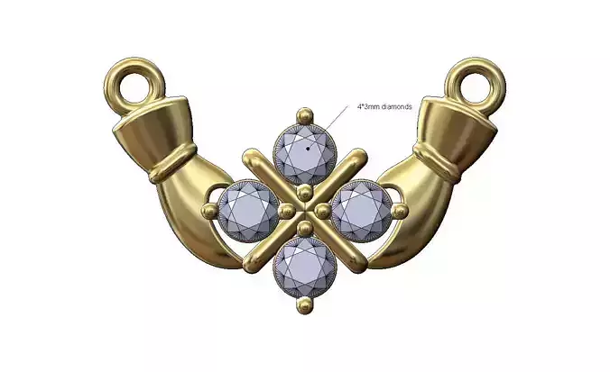 Square diamond cross cluster holding hands pendant