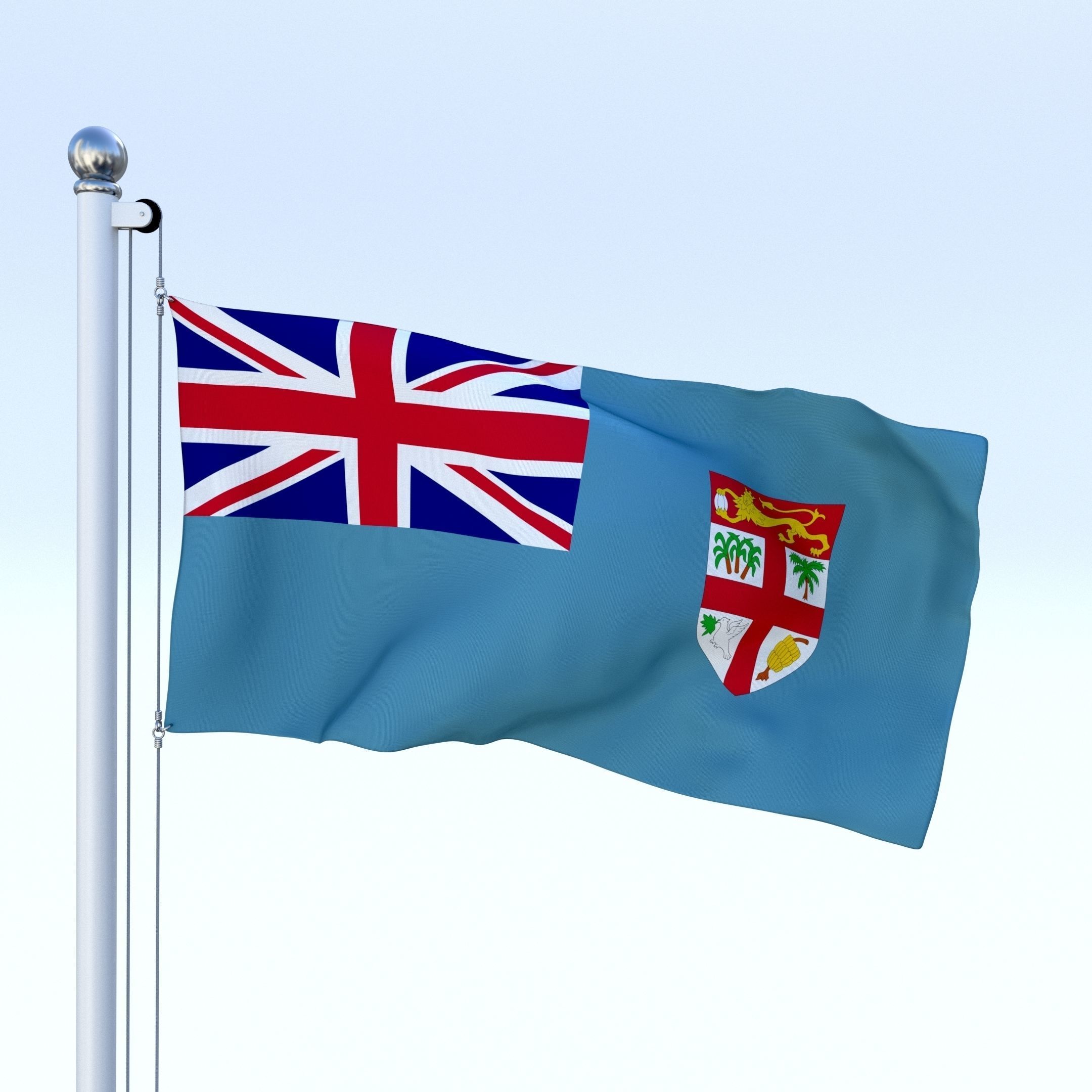 Animated Fiji Flag Low-poly 3D model_2