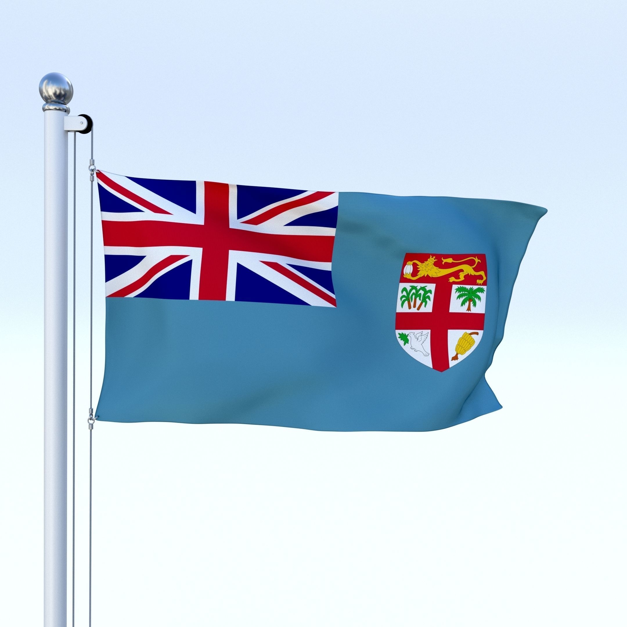 Animated Fiji Flag Low-poly 3D model_5
