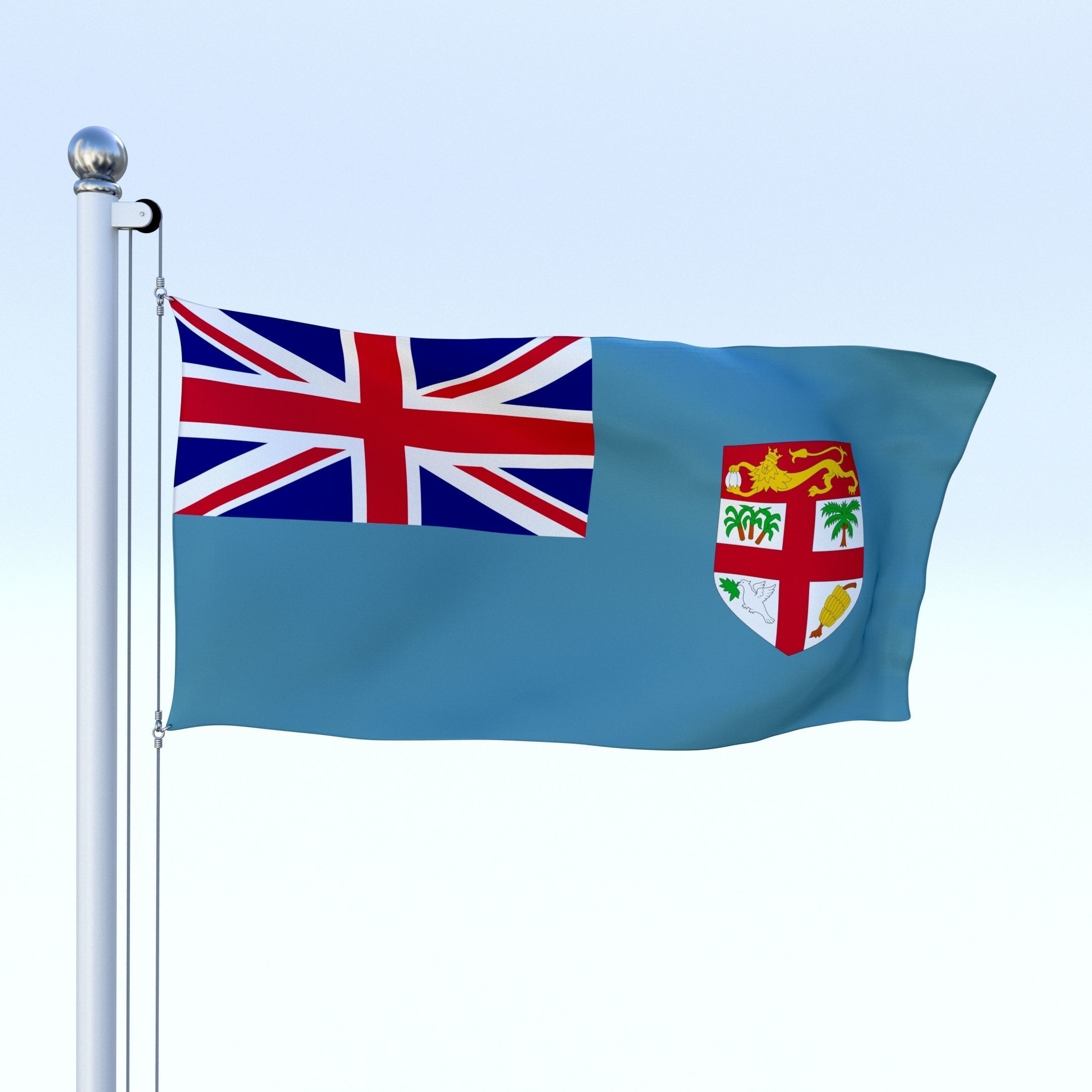 Animated Fiji Flag Low-poly 3D model_7