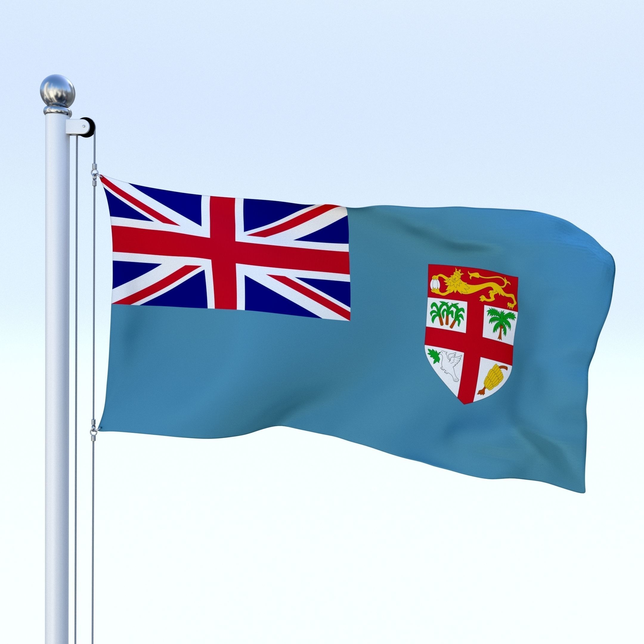Animated Fiji Flag Low-poly 3D model_1