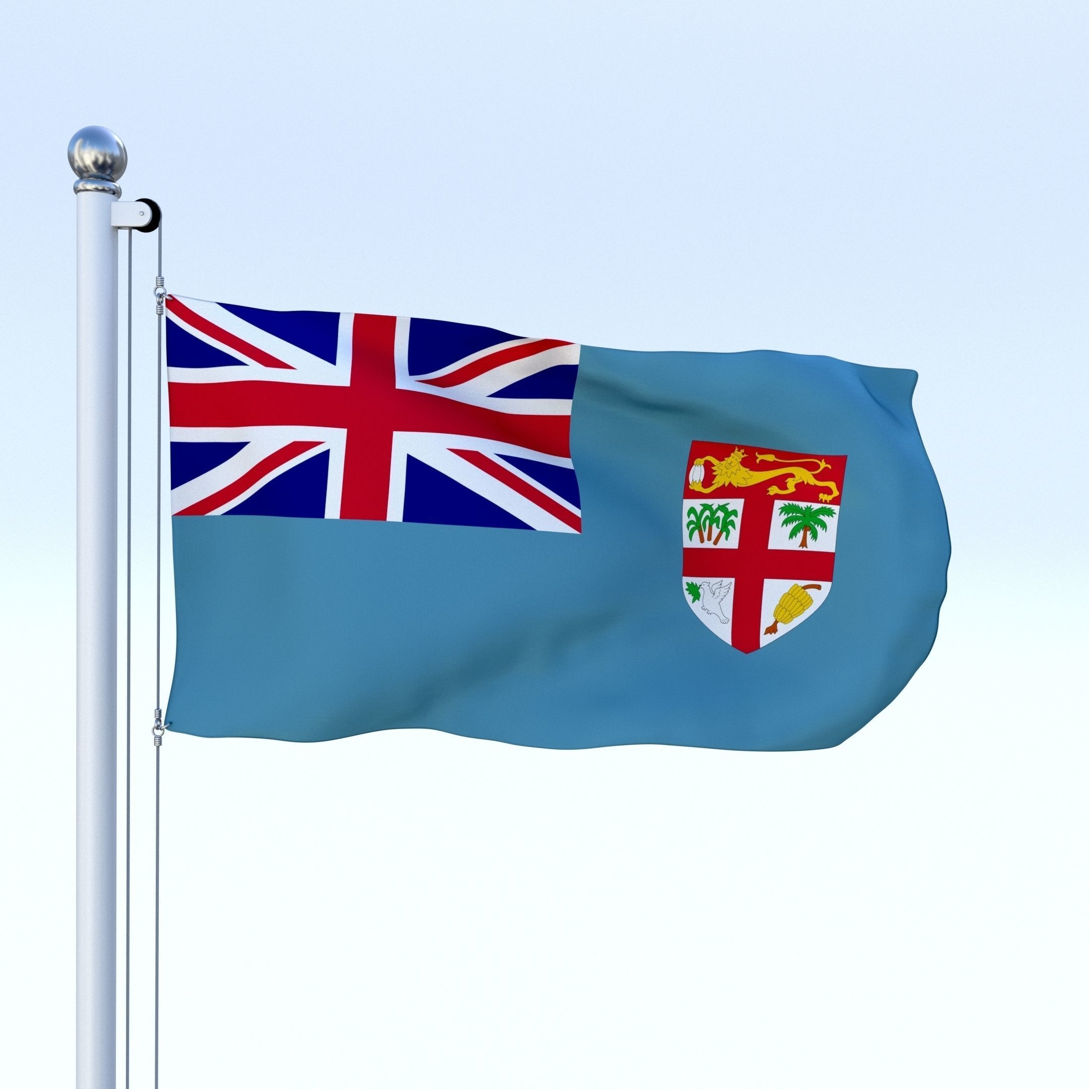Animated Fiji Flag Low-poly 3D model_16