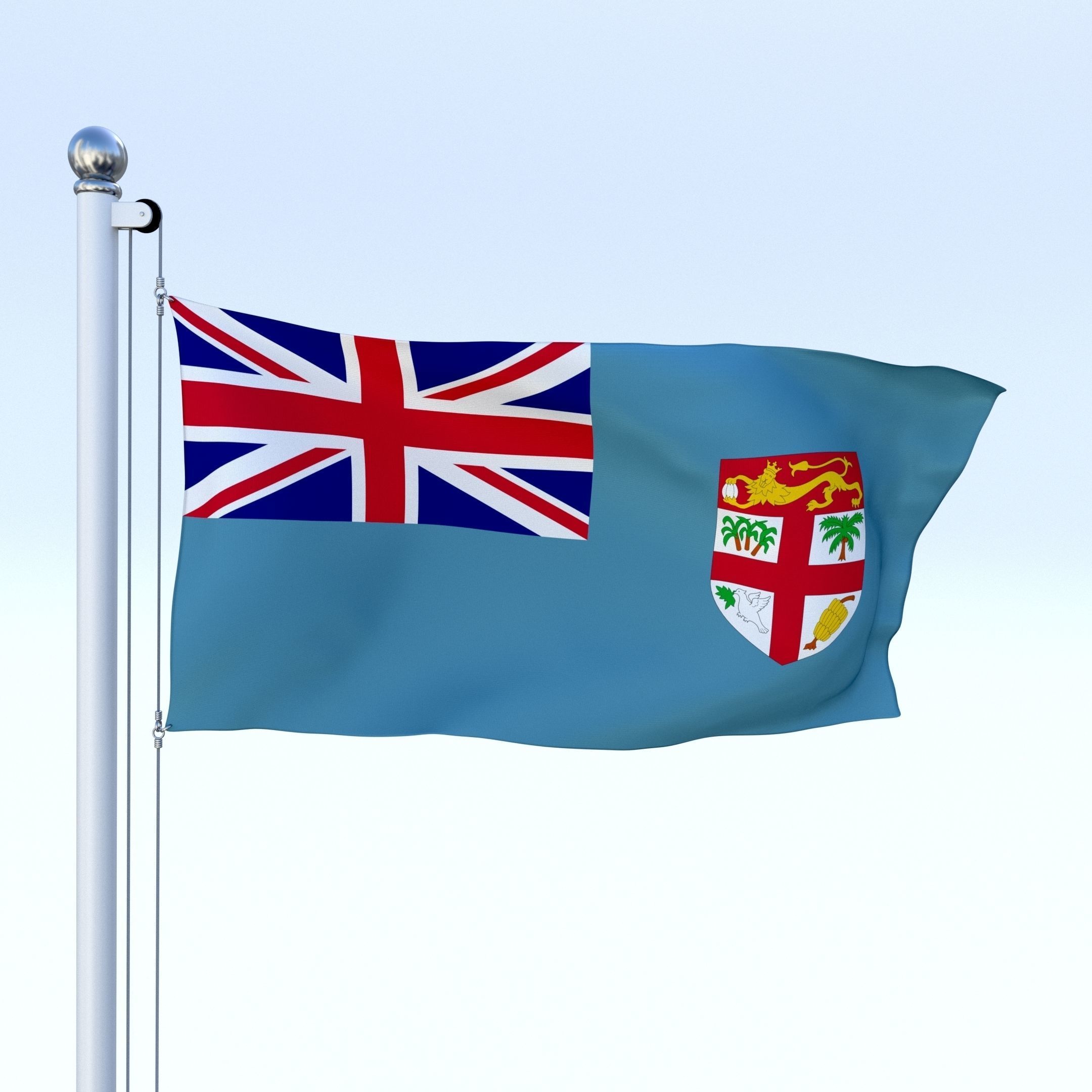 Animated Fiji Flag Low-poly 3D model_24