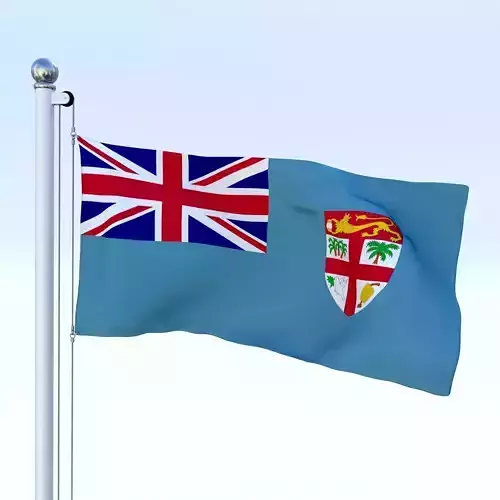 Animated Fiji Flag Low-poly 3D model