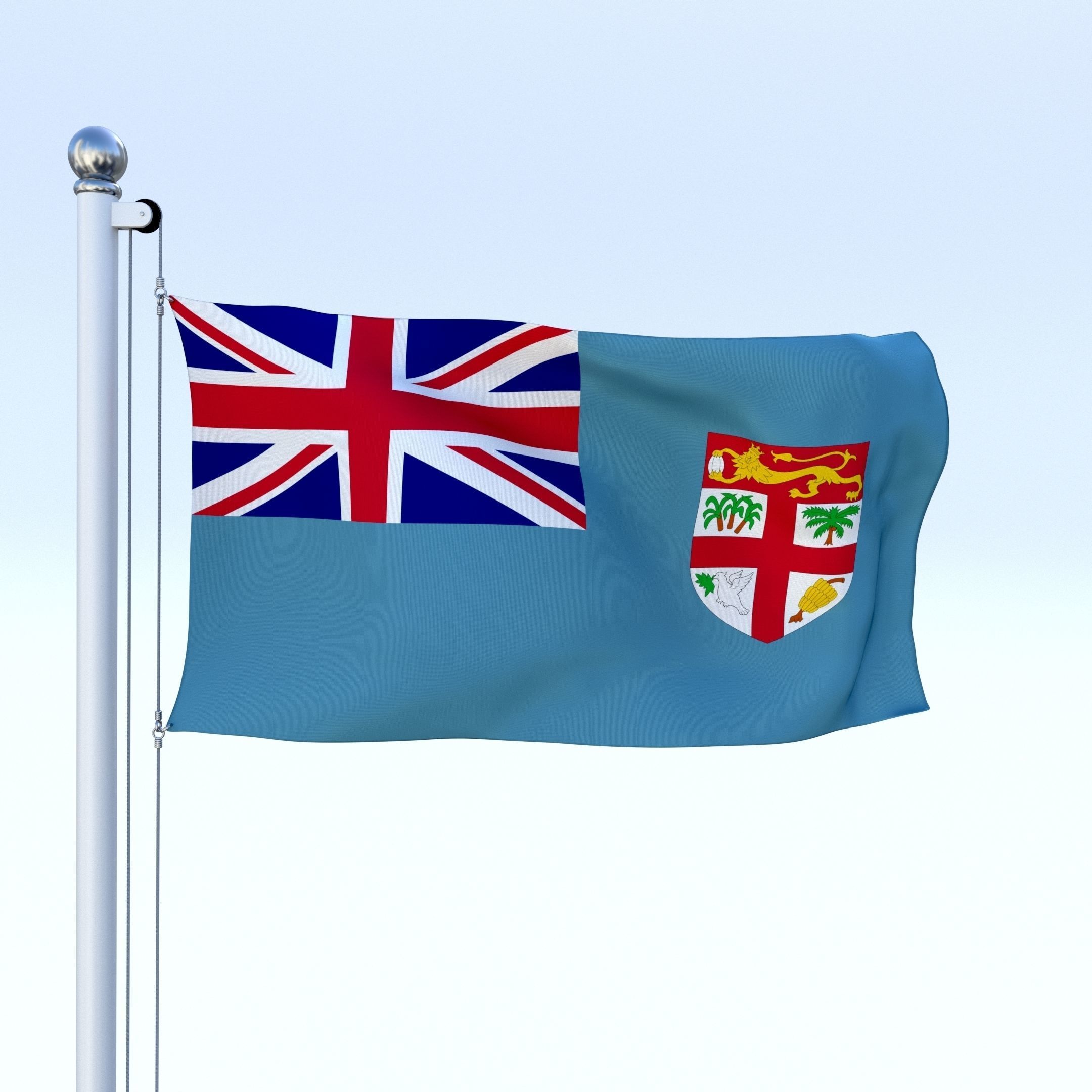 Animated Fiji Flag Low-poly 3D model_14