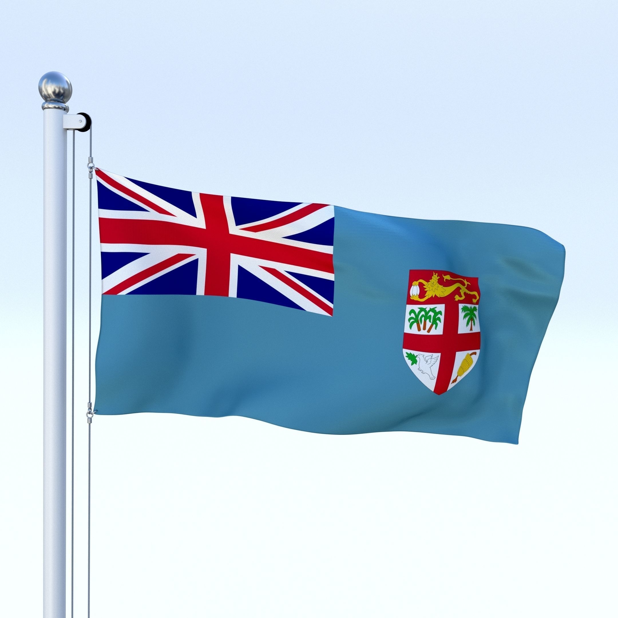 Animated Fiji Flag Low-poly 3D model_3