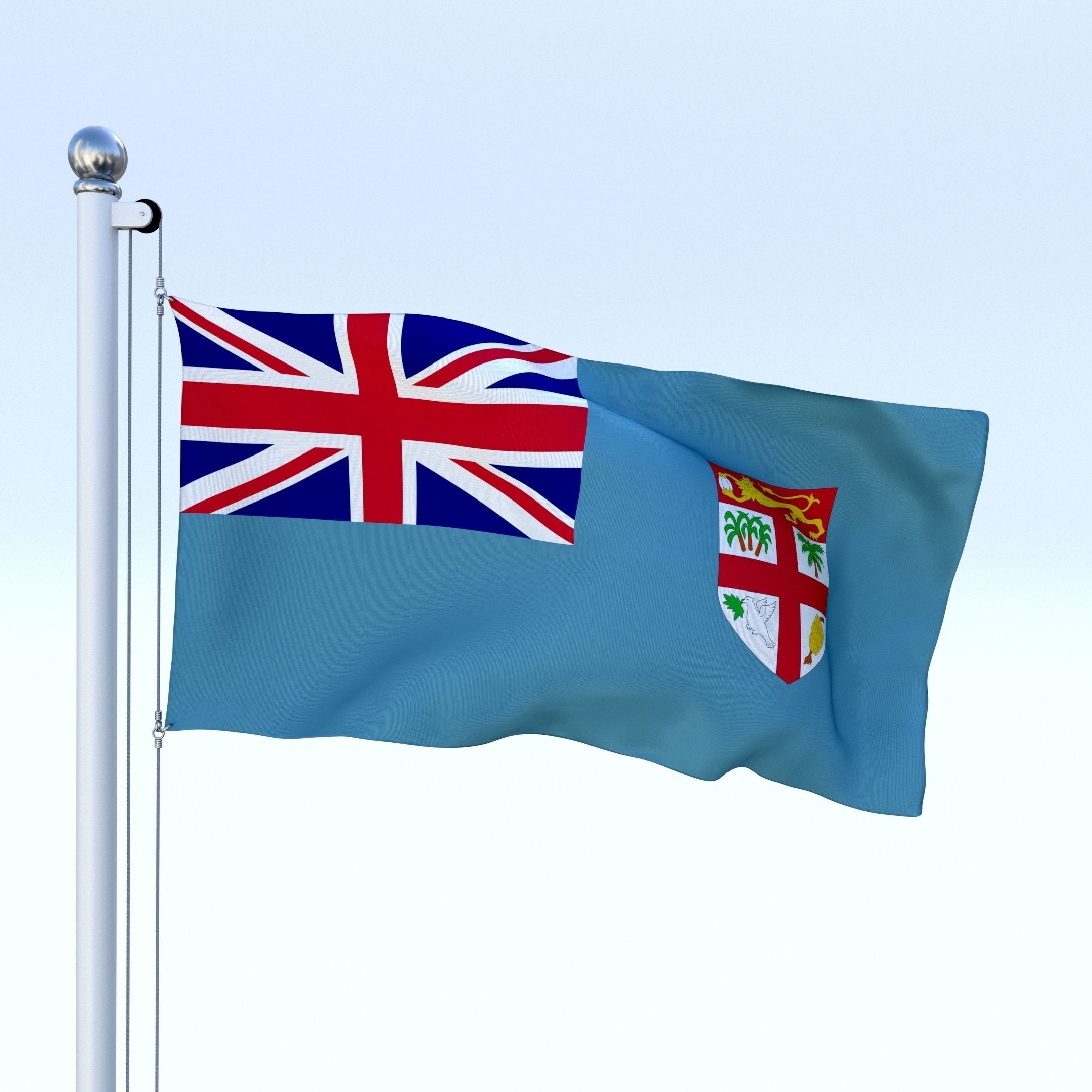 Animated Fiji Flag Low-poly 3D model_12