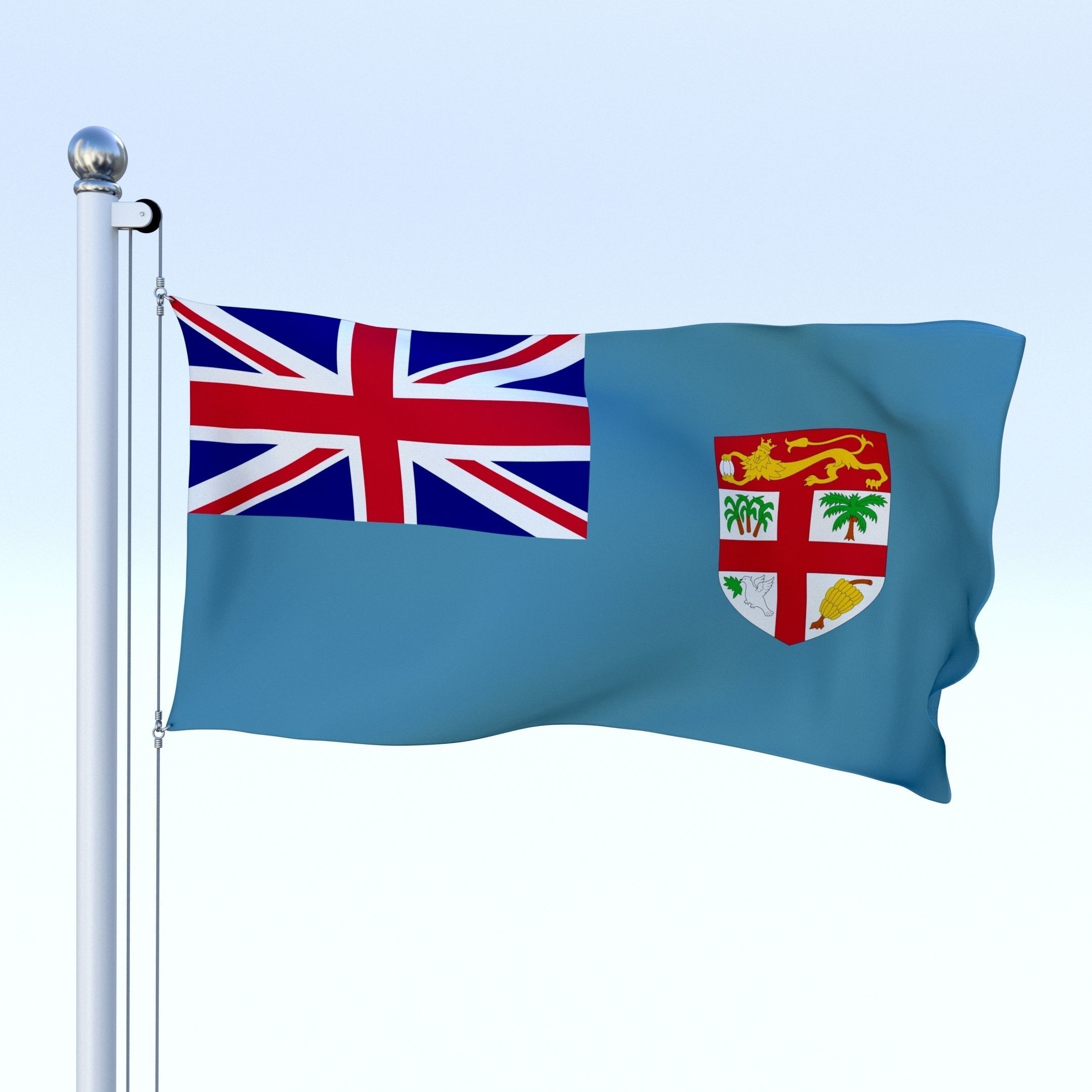 Animated Fiji Flag Low-poly 3D model_8