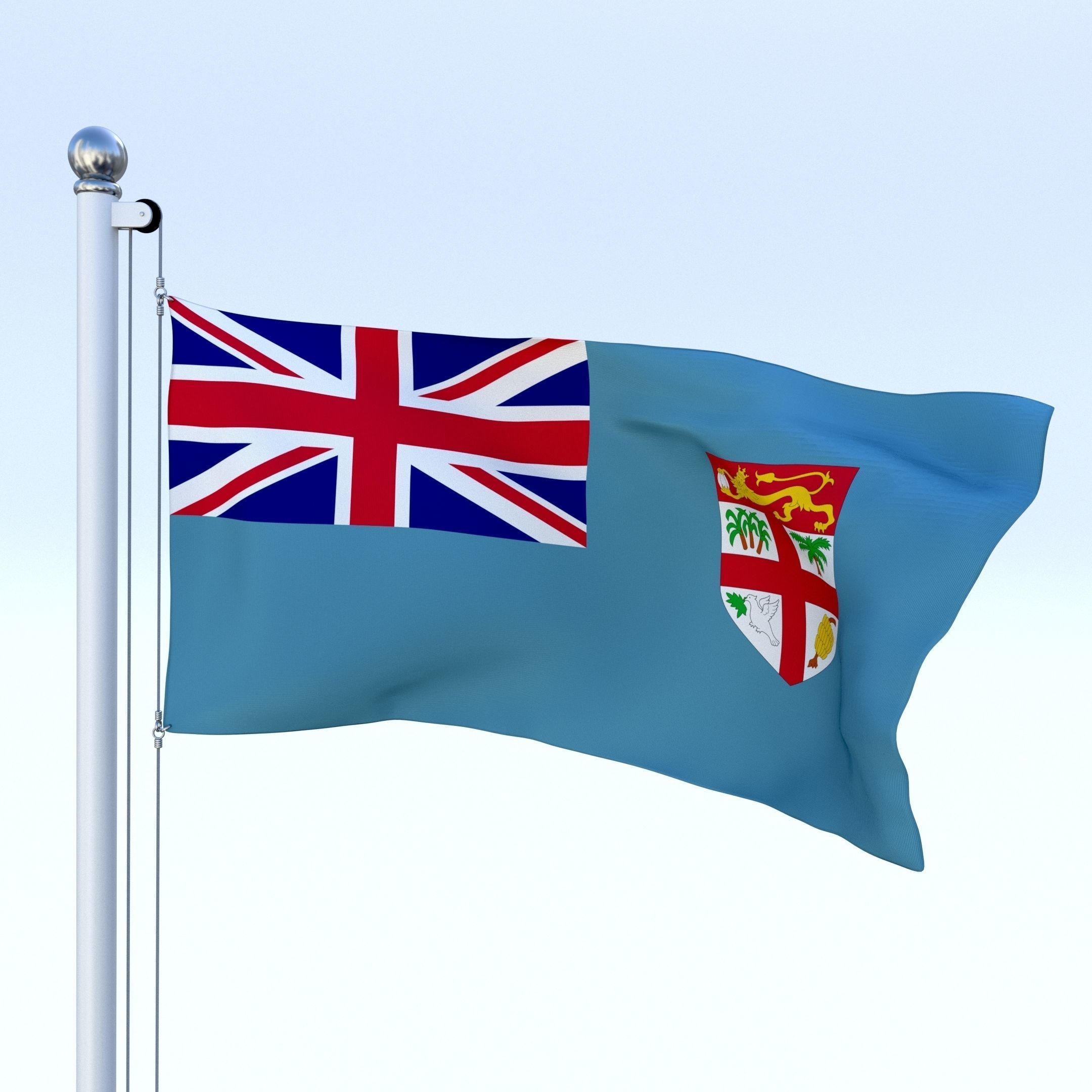 Animated Fiji Flag Low-poly 3D model_4