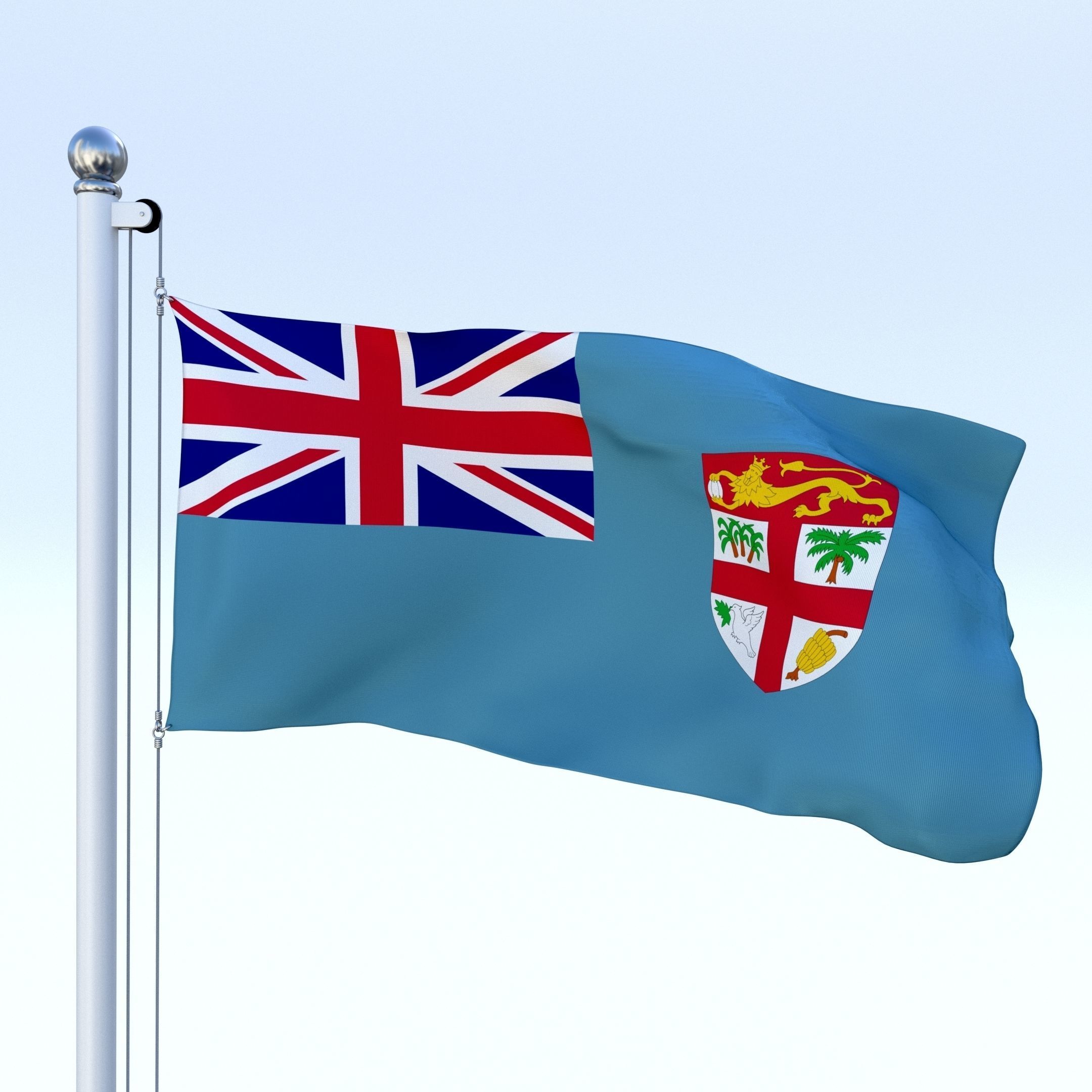 Animated Fiji Flag Low-poly 3D model_21