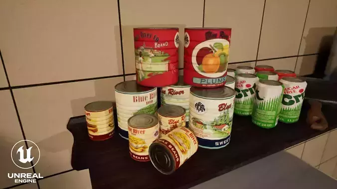 Food Can Set  Low-poly 3D model 3