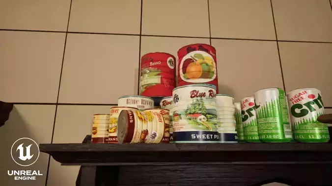 Food Can Set  Low-poly 3D model 2
