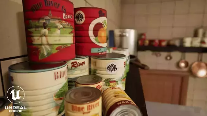 Food Can Set  Low-poly 3D model 4