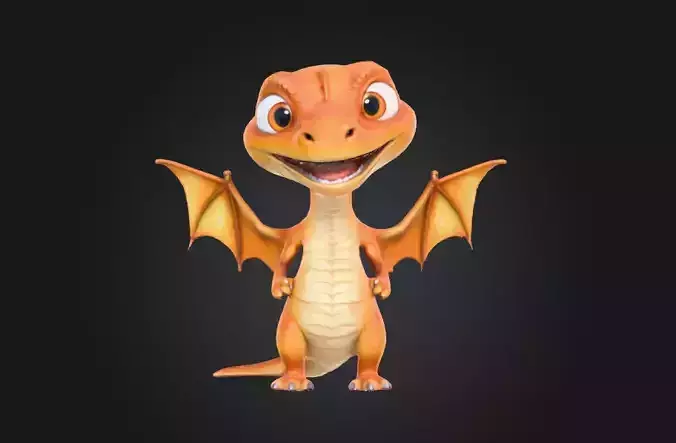 Cute Stylized Dragon 3D Model
